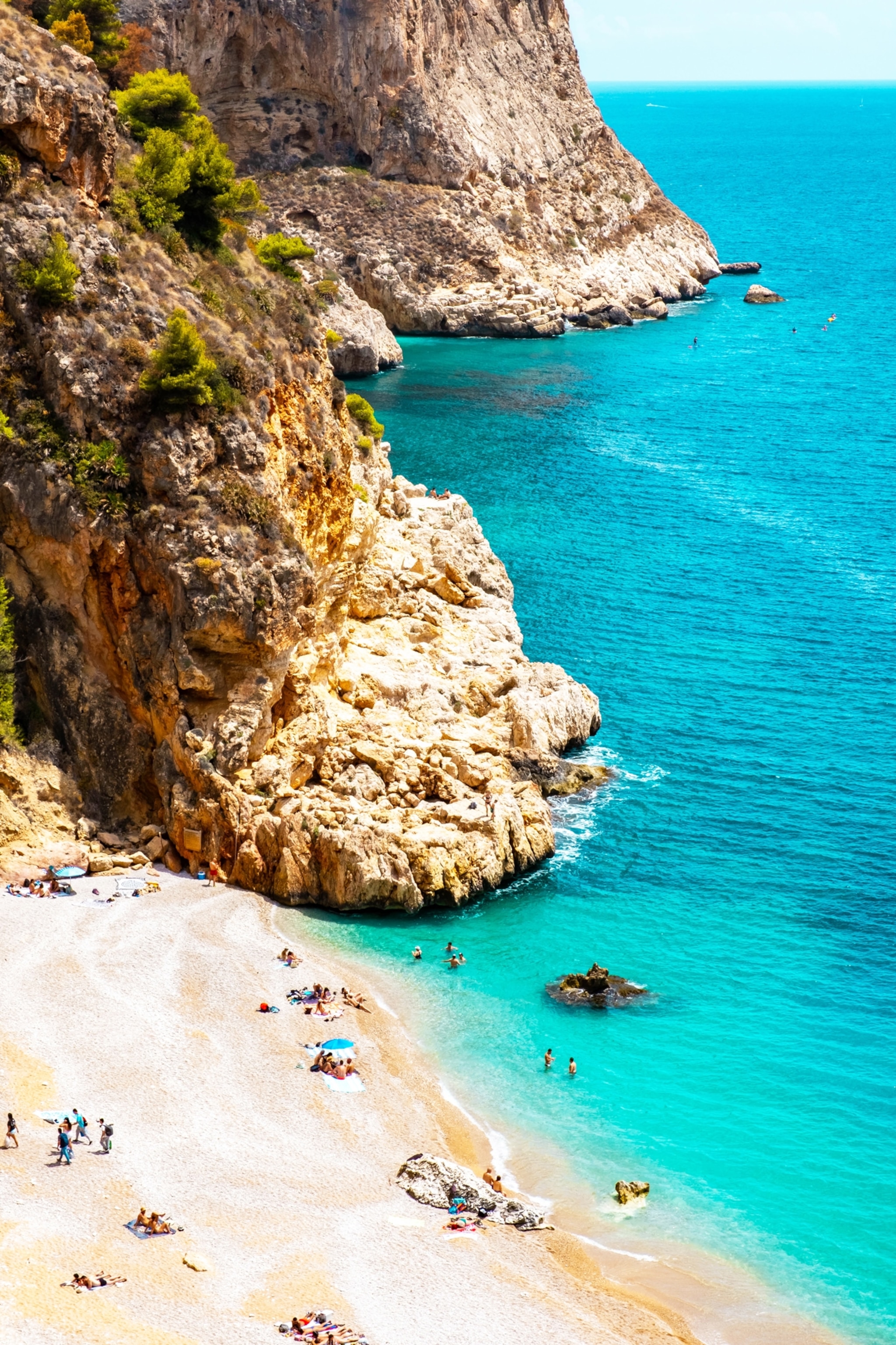 Cala del Moraig in Alicante, is a paradise beach between cliffs in the Comunidad Valencia with the Mediterranean sea. Spain.