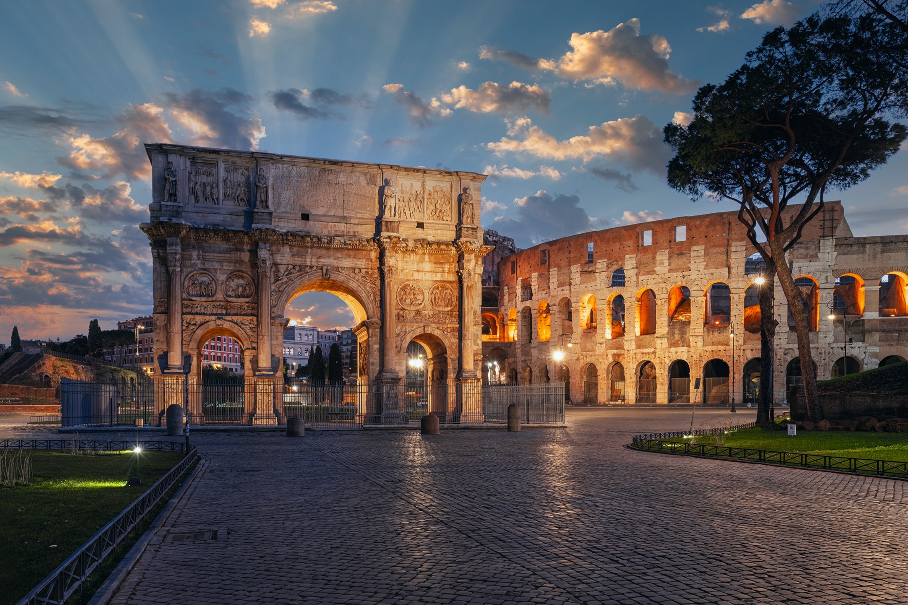 An arch next to the Colosseum in Rome completed to commemorate Constantine's victory over Maxentius at the Milvian Bridge is pictured.