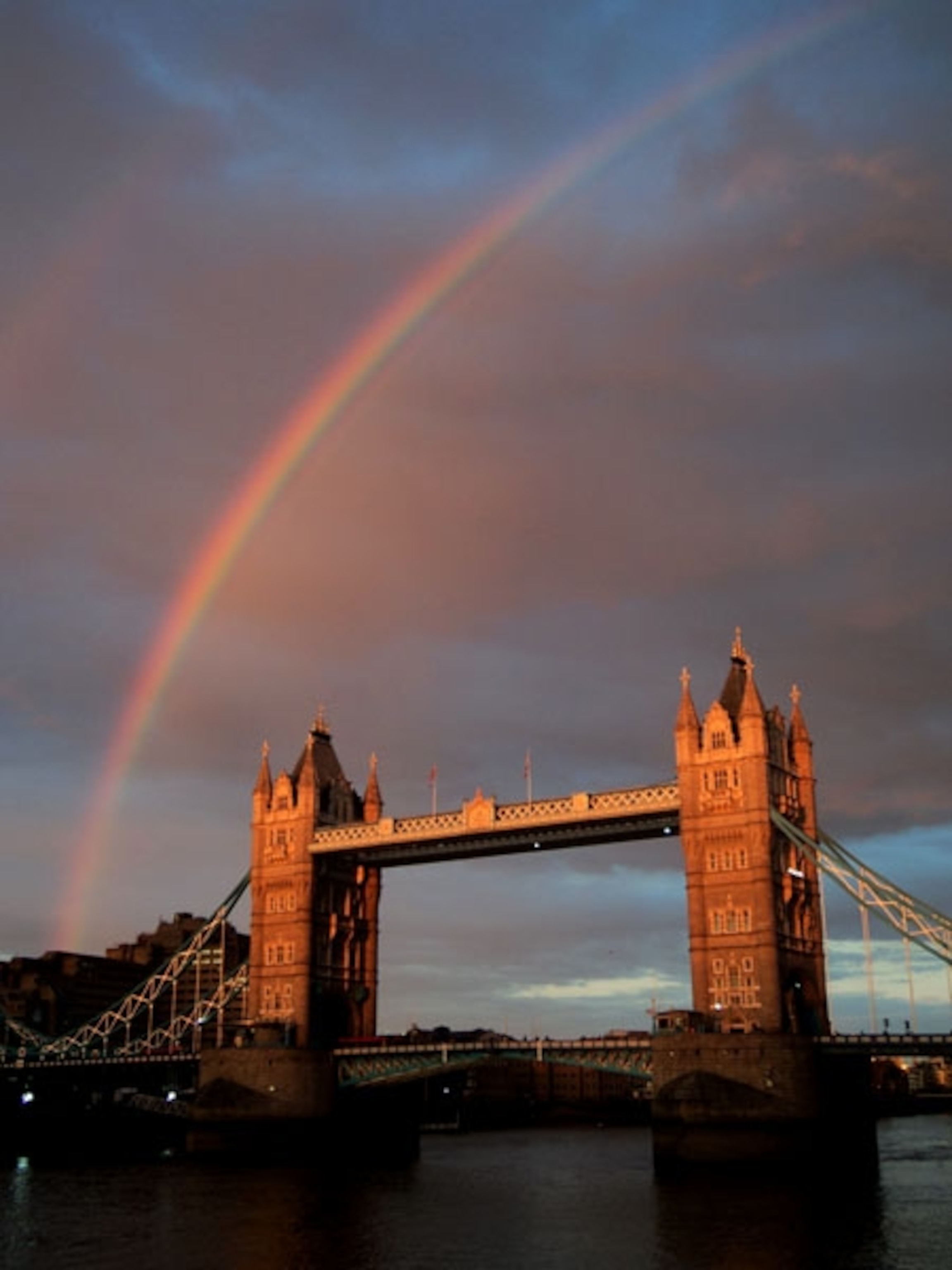 Rainbow over Tower Bridge in London