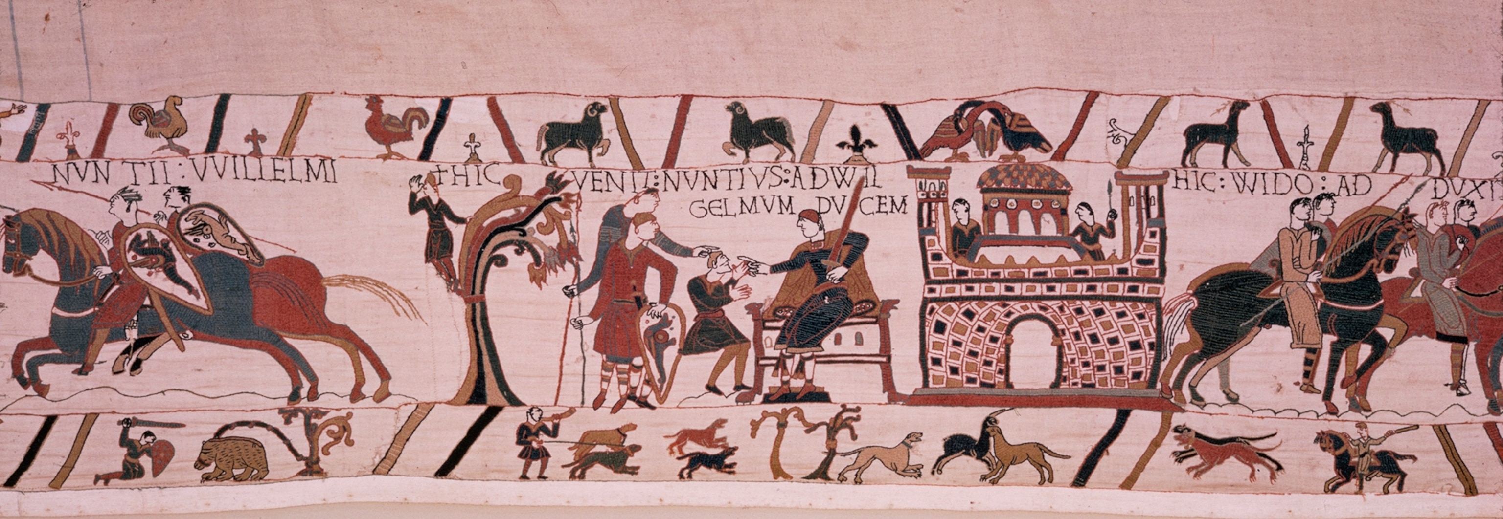 Portion of Bayeux Tapestry that depicts Count Guy releasing William.