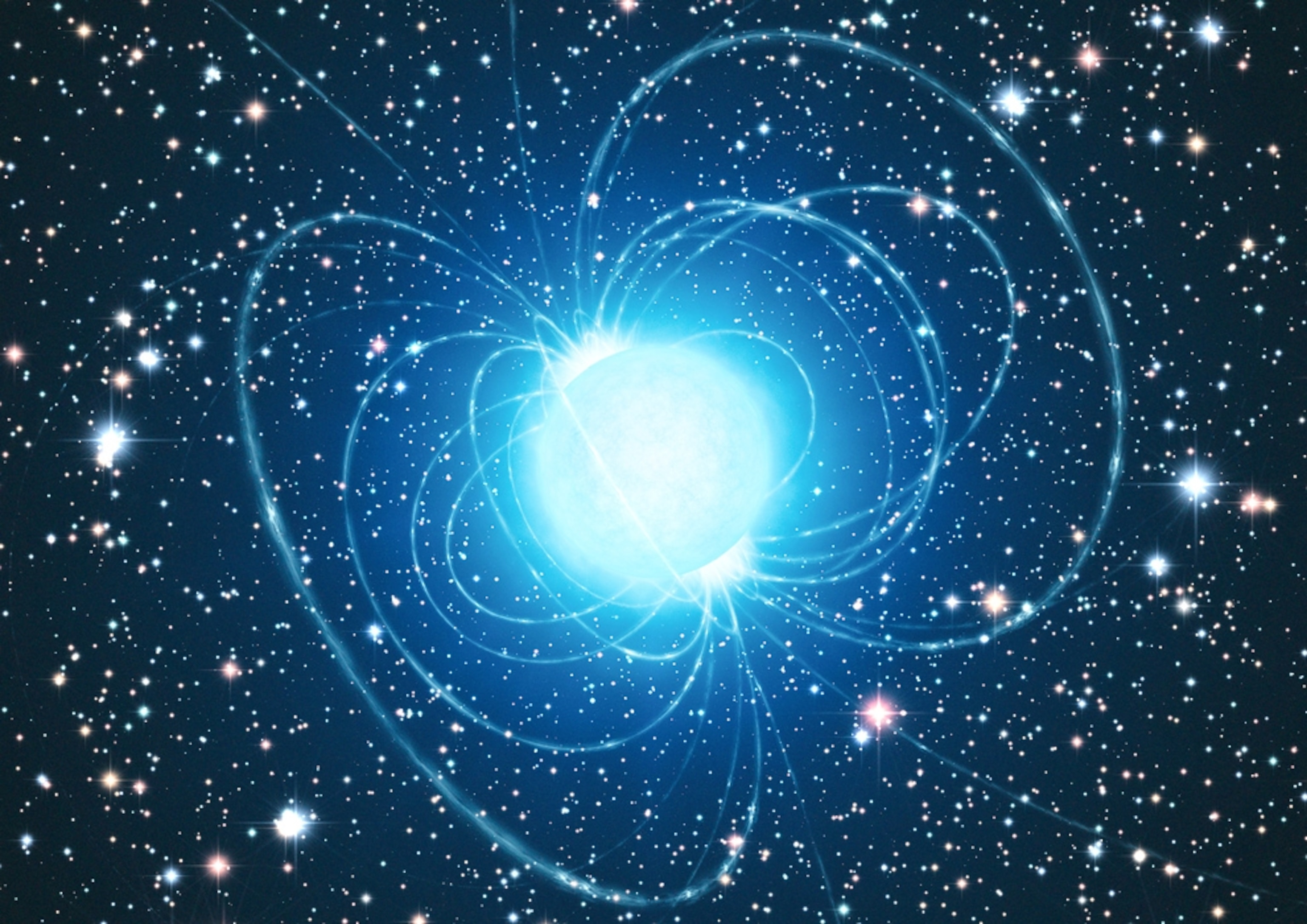 Artist's picture of a magnetar in the star cluster Westerlund 1.