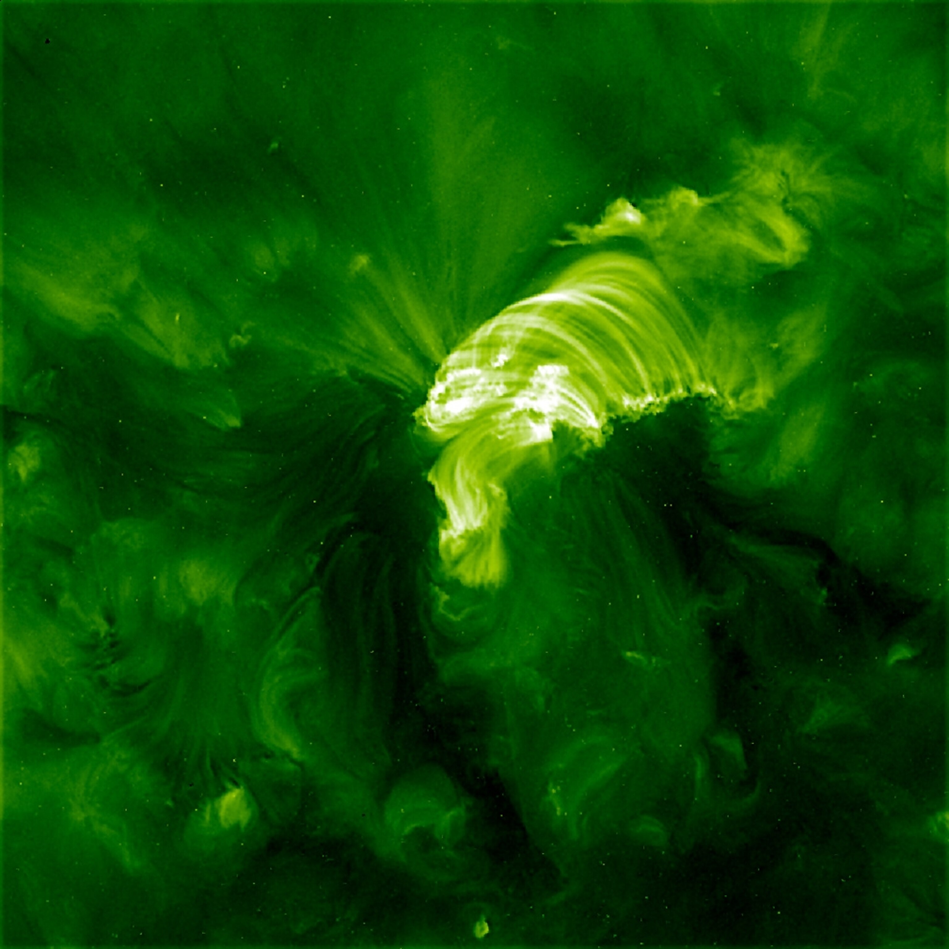 Picture of loops of plasma shooting from the sun's surface.