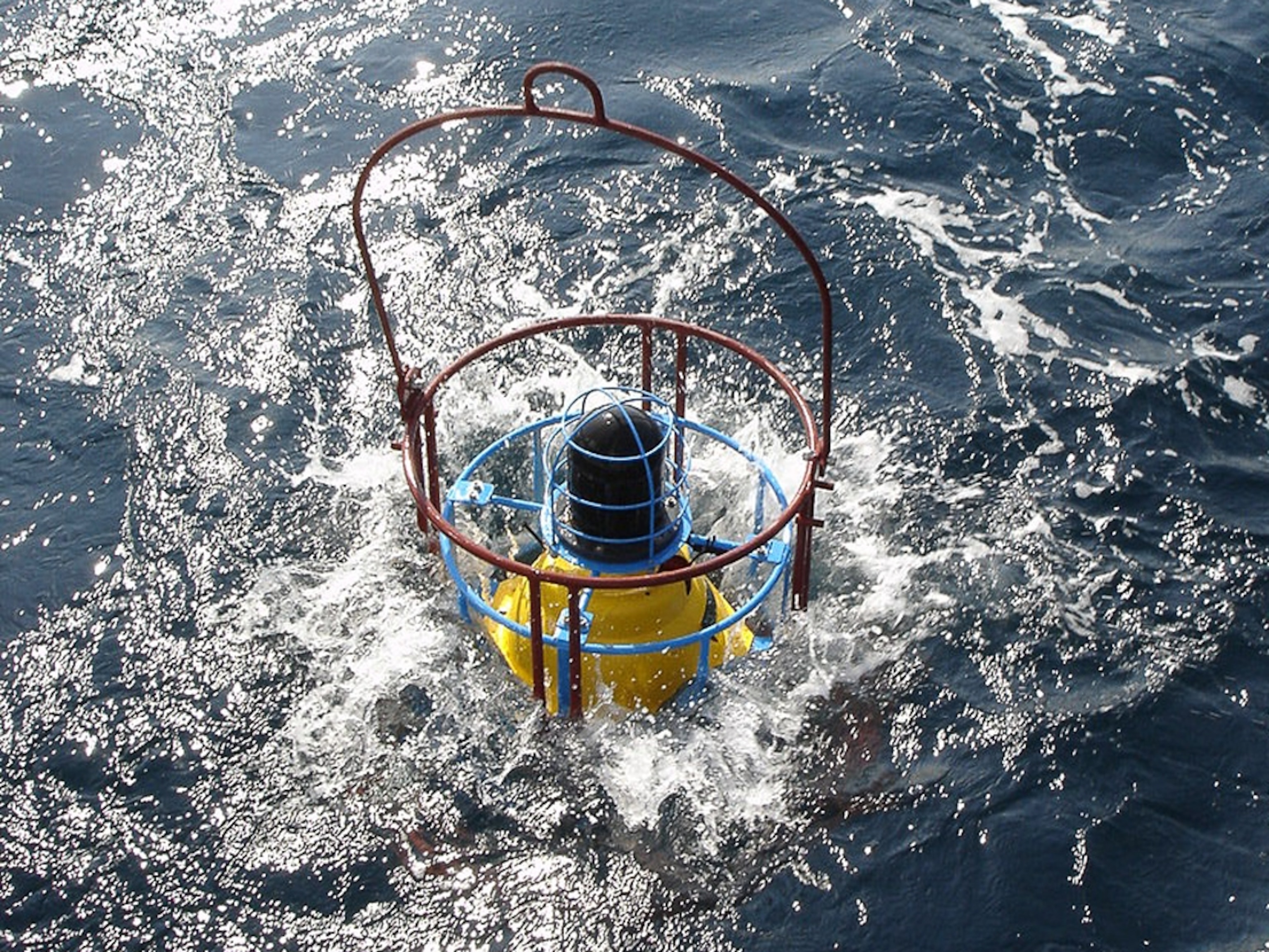 An acoustic transponder used to sense movement of the ocean's floor.