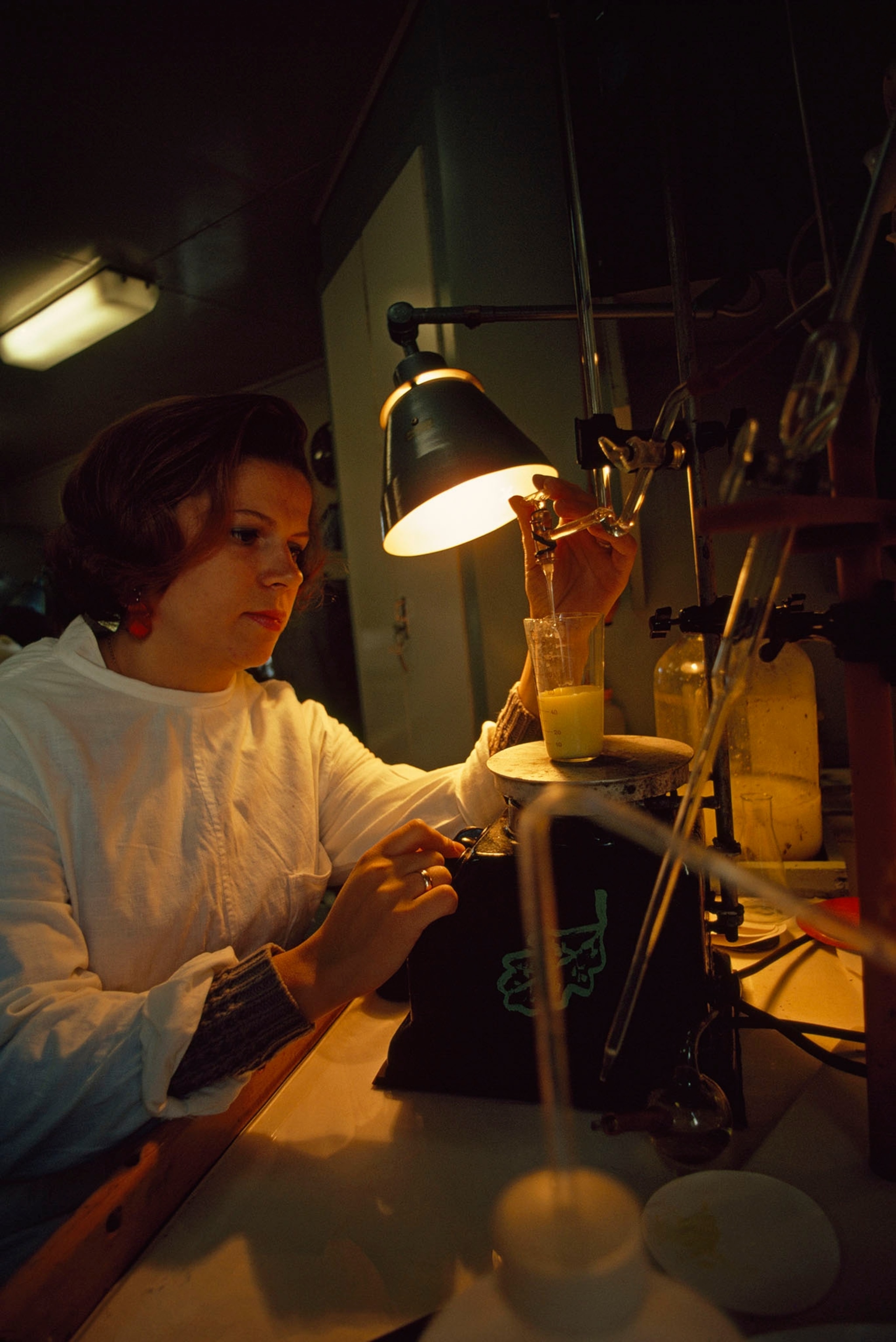 Oeanographer spends the summer analyzing seawater in a laboratory.