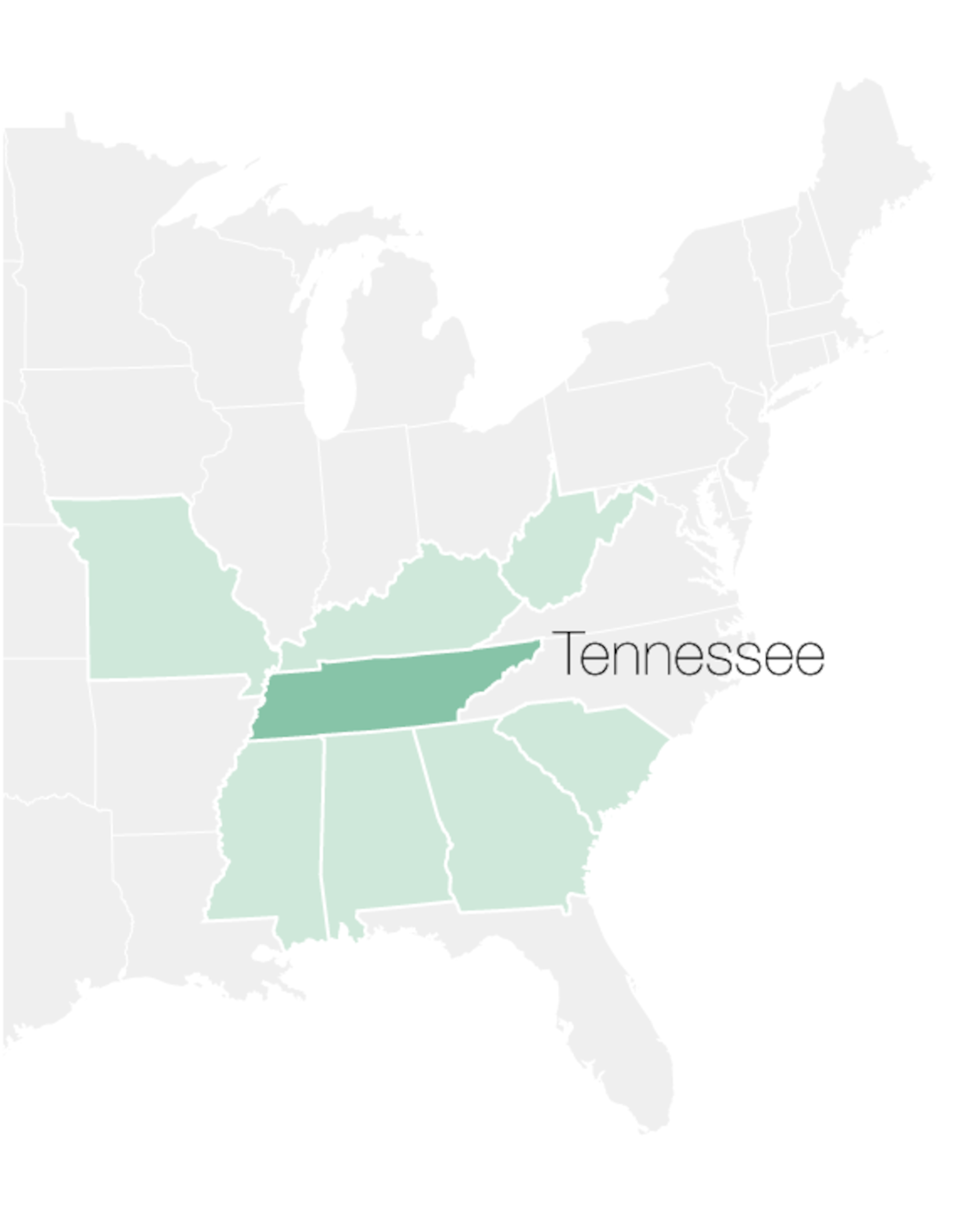 a map of Tennessee