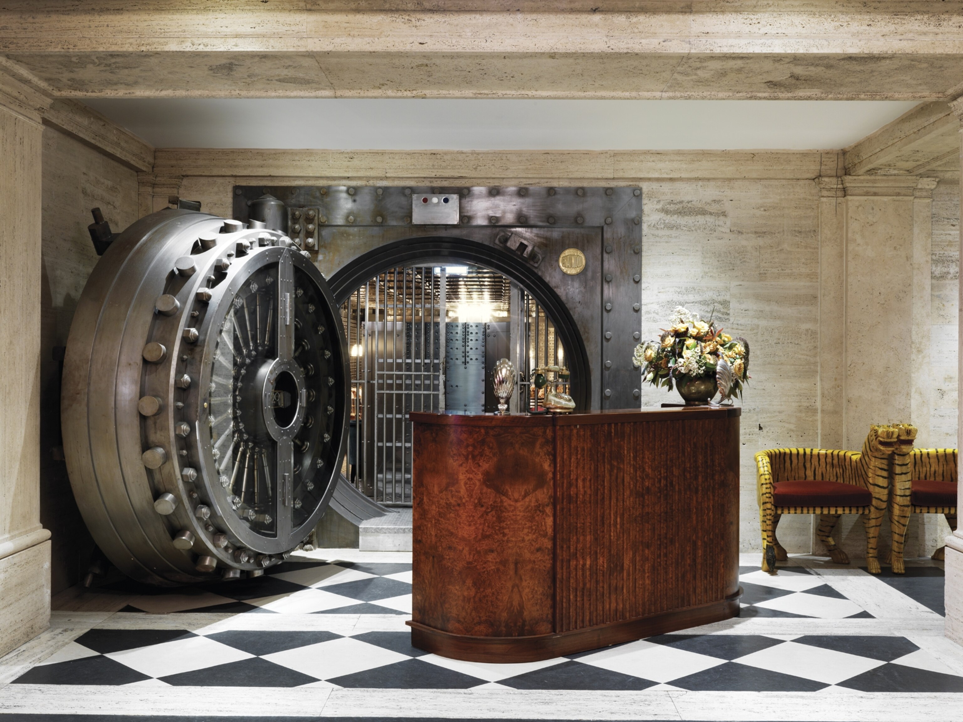 the Ned Hotel’s Vault Room, an exclusive drinking spot in London