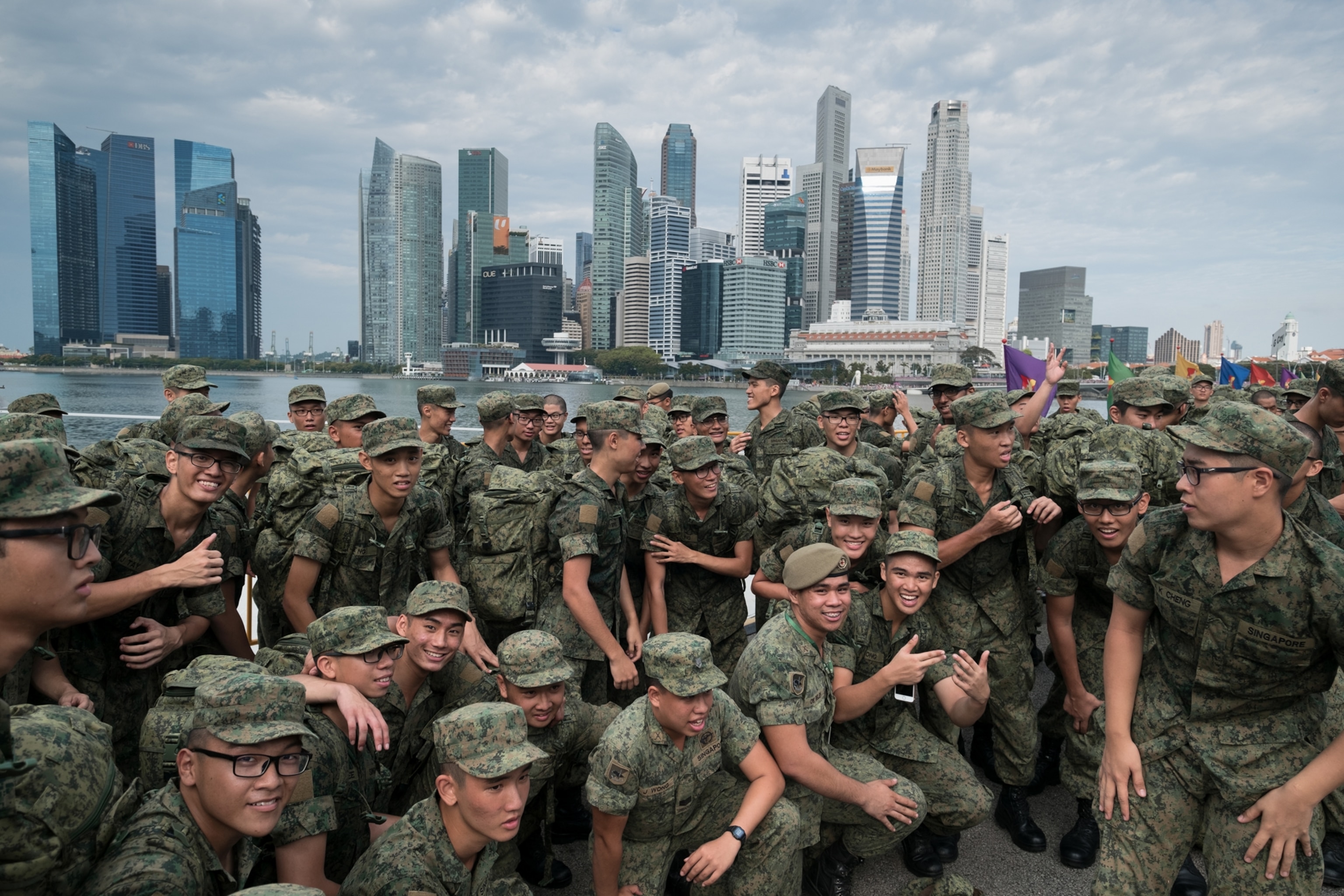 army recruits celebration graduation at the world’s largest floating stage, Singapore.