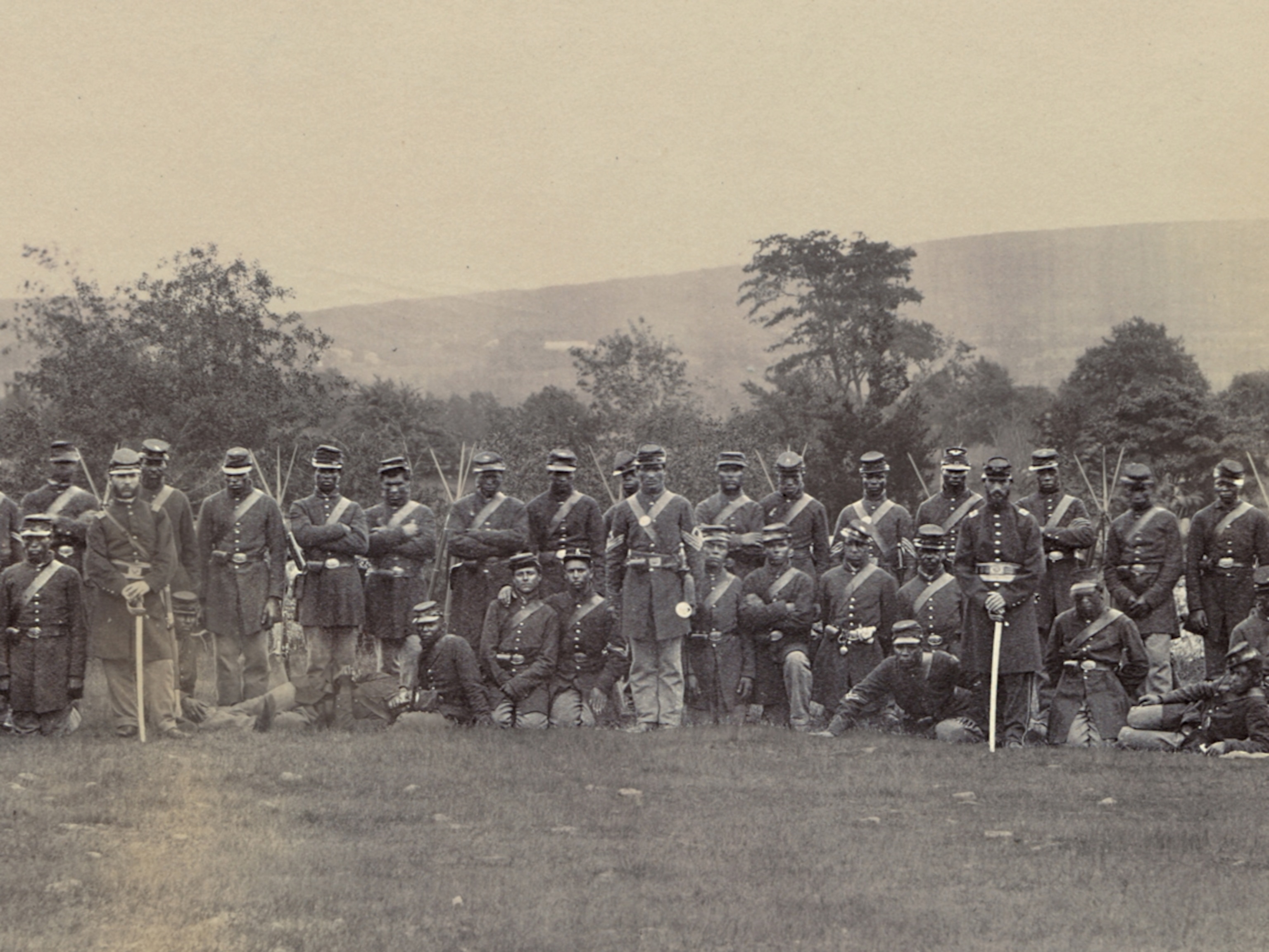 black soldiers of the 55th Massachusetts Infantry Regiment in 1863
