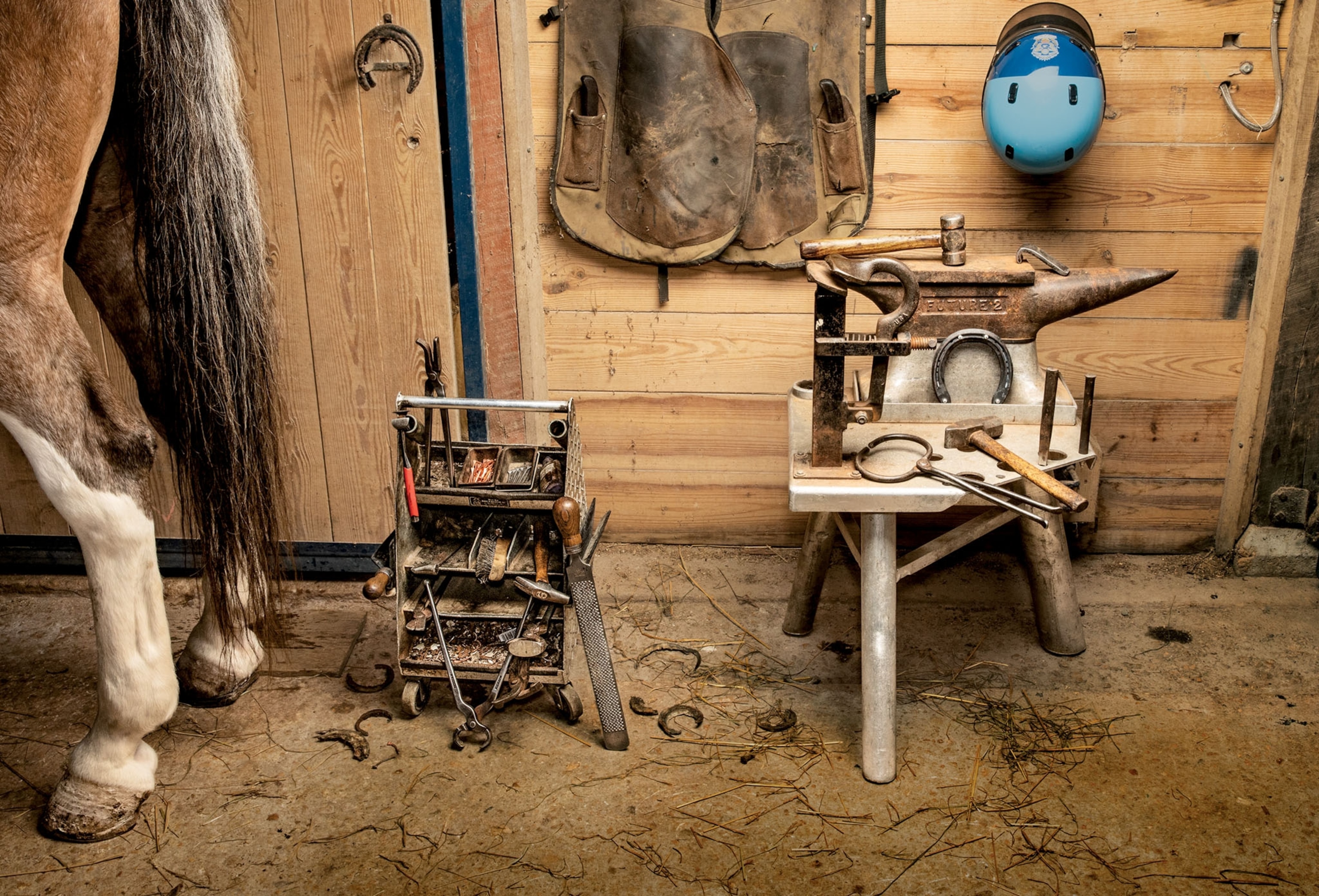 To make horseshoes, farriers use these tools