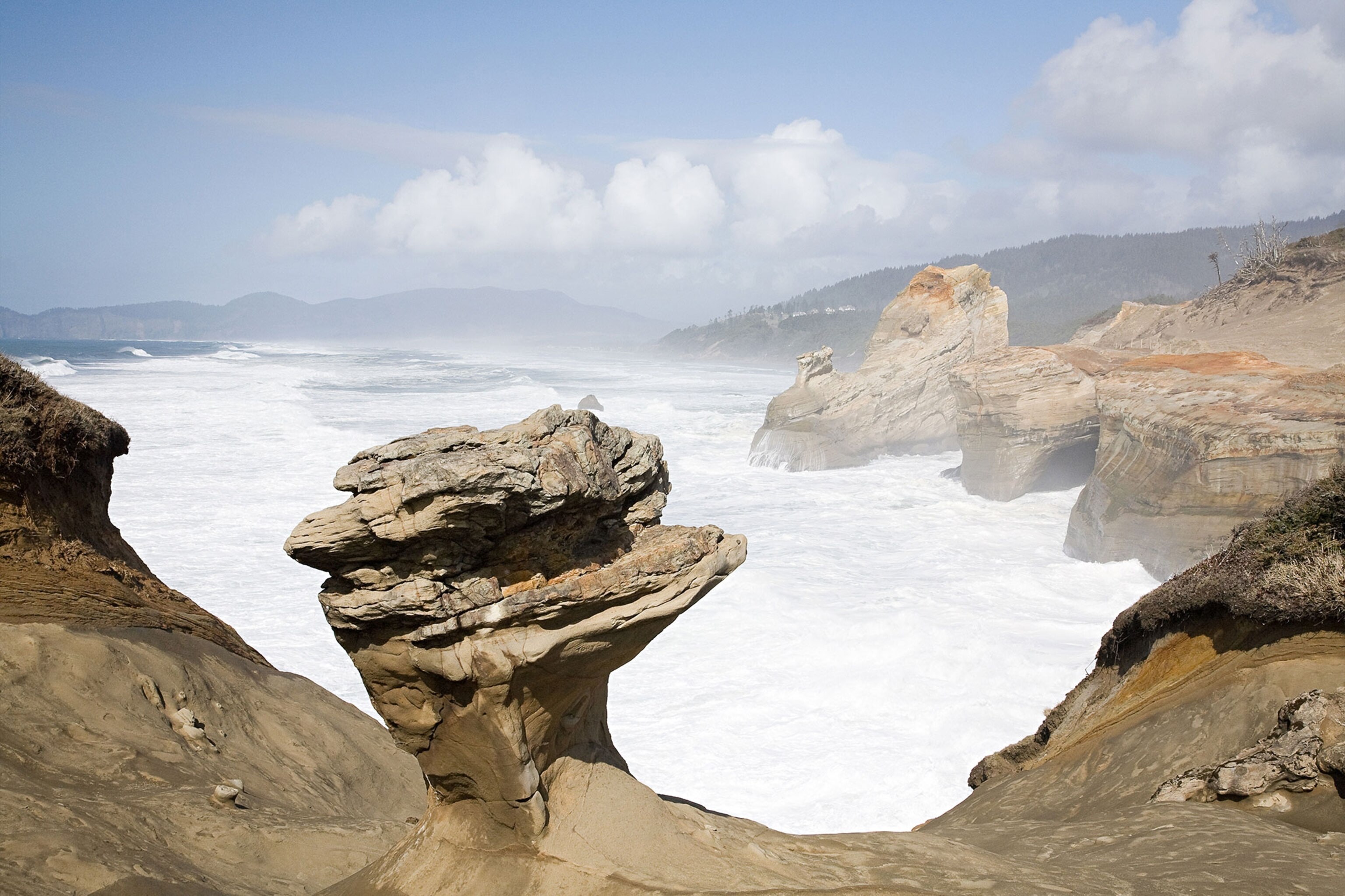 sandstone pedestal in Cape Kiwanda, Oregon