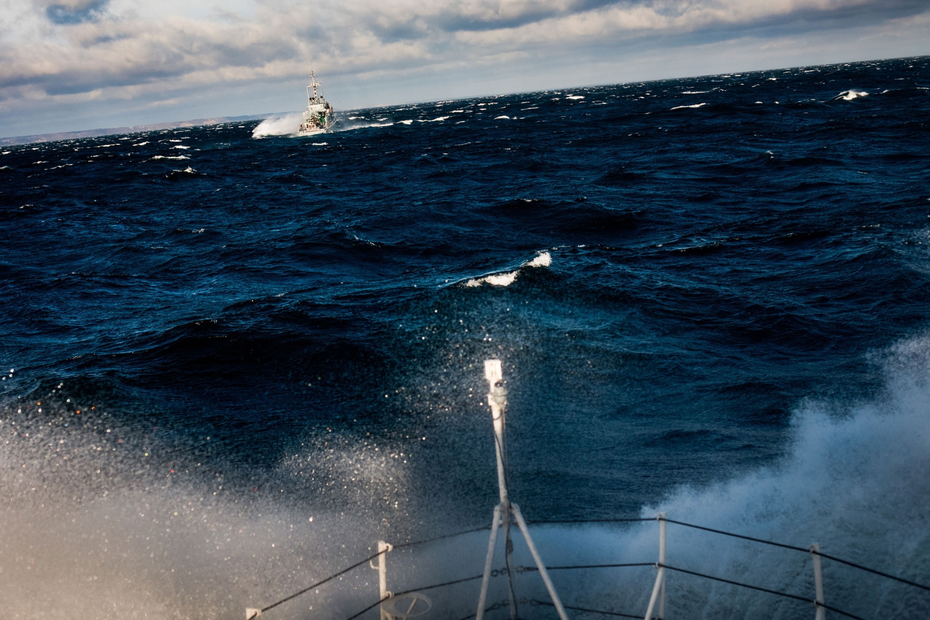A Polish naval ship during war exercises.