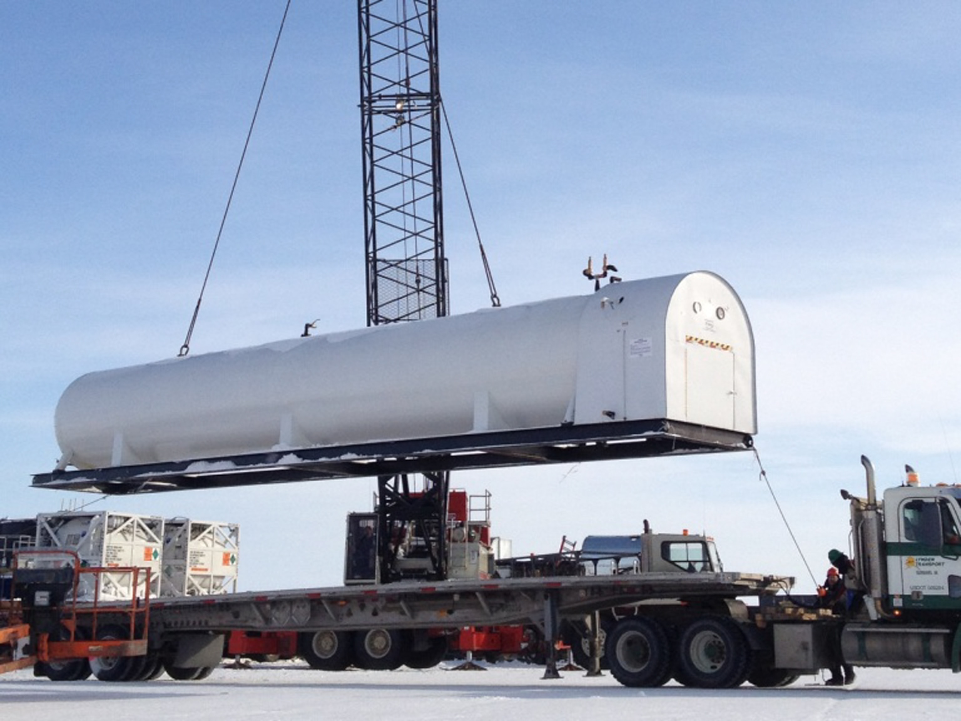 a carbon dioxide tank at methane hydrate test site, Alaska, 2012