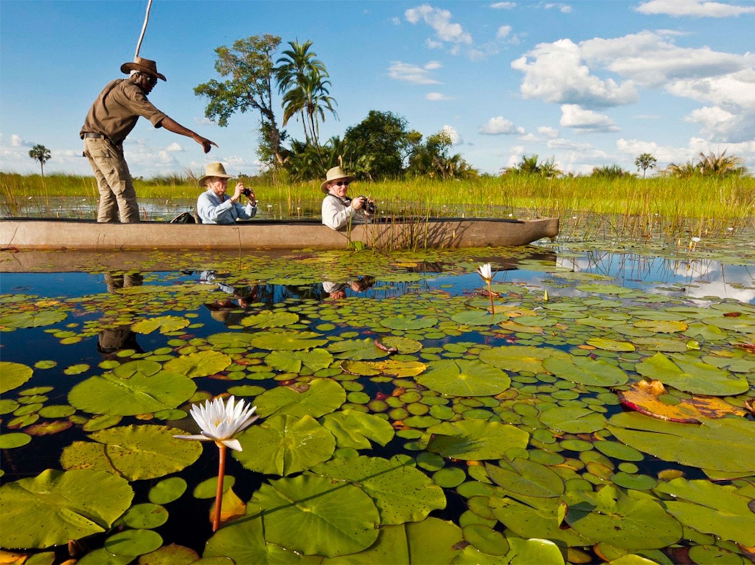 a boat in the Okavango Delta in Botswana