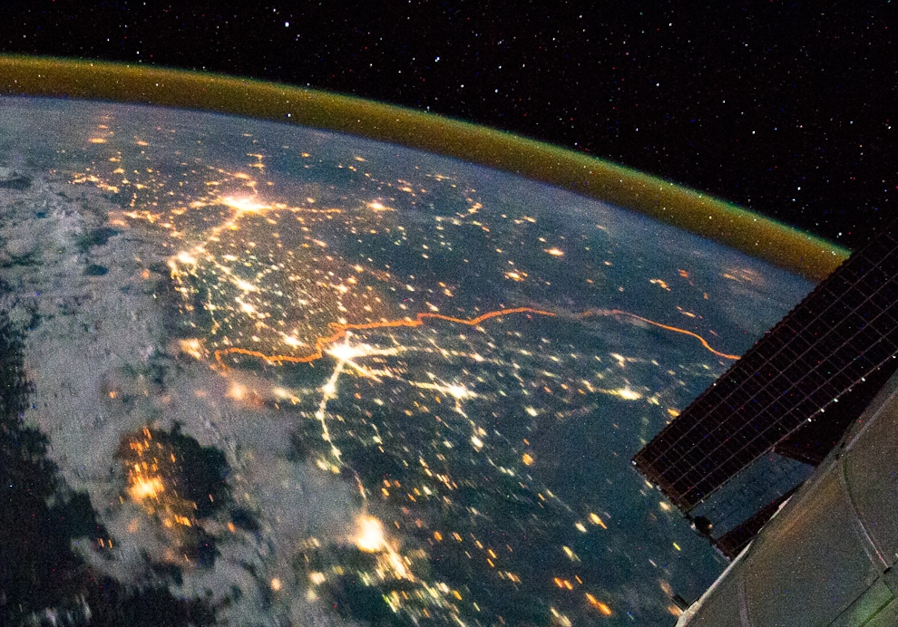 the border between India and Pakistan, as seen from the space station