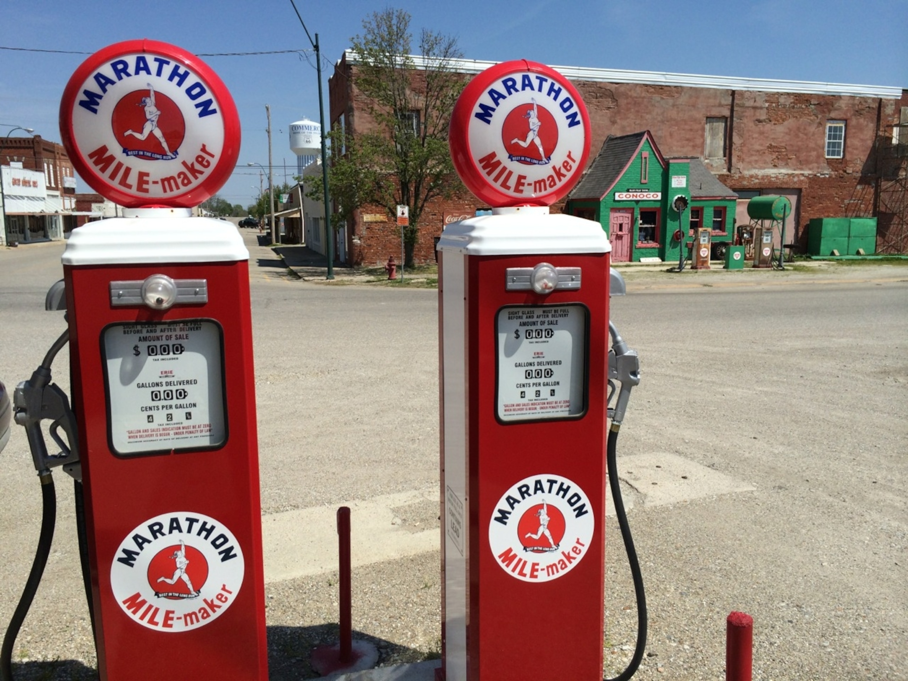 This vintage Marathon gas station in Commerce, Oklahoma sells Route 66 cookies. (Photo by Andrew Evans, National Geographic Travel)
