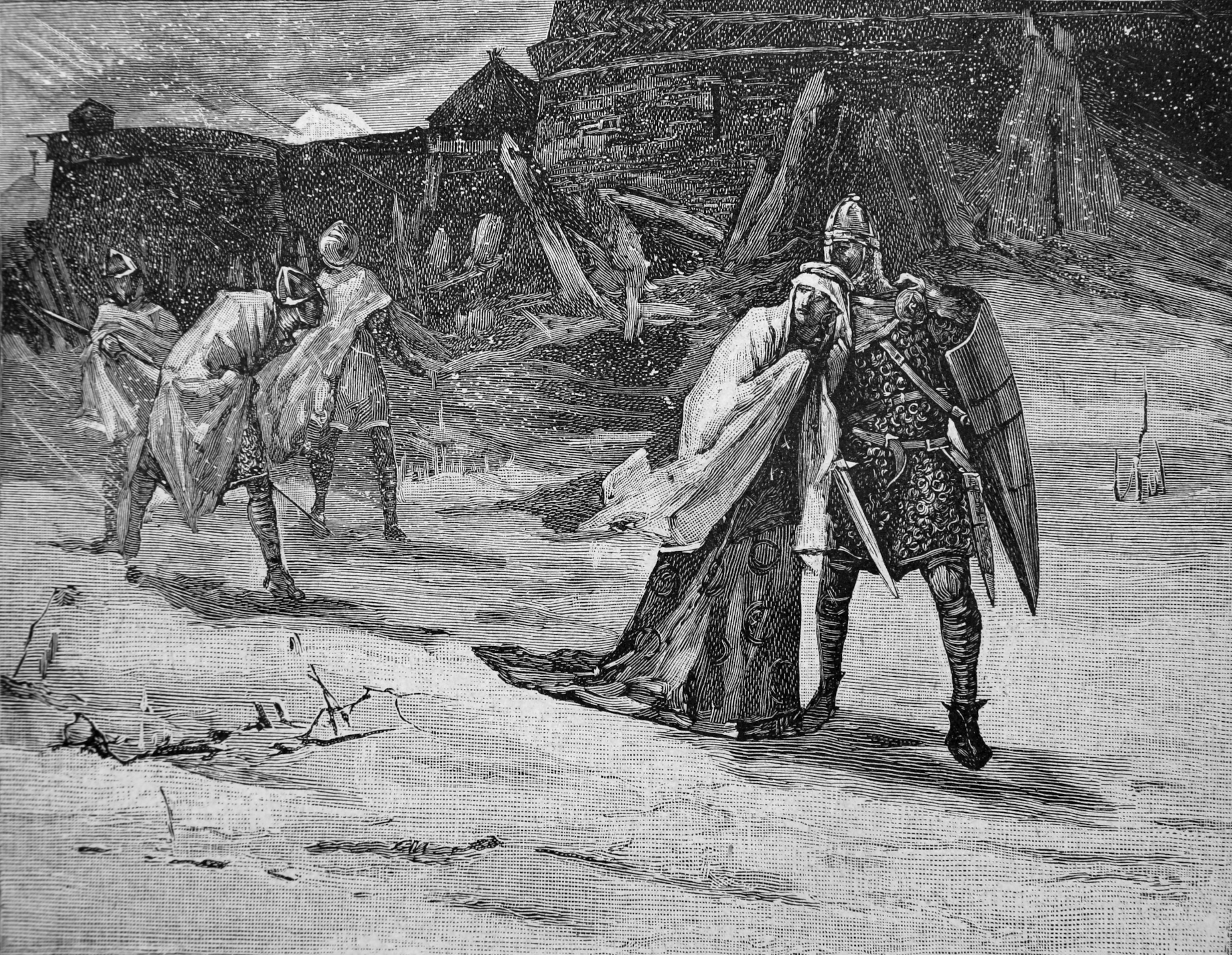 llustration Of The Flight Of Empress Matilda From Oxford Castle With Four Nights And Herself Clothed In White