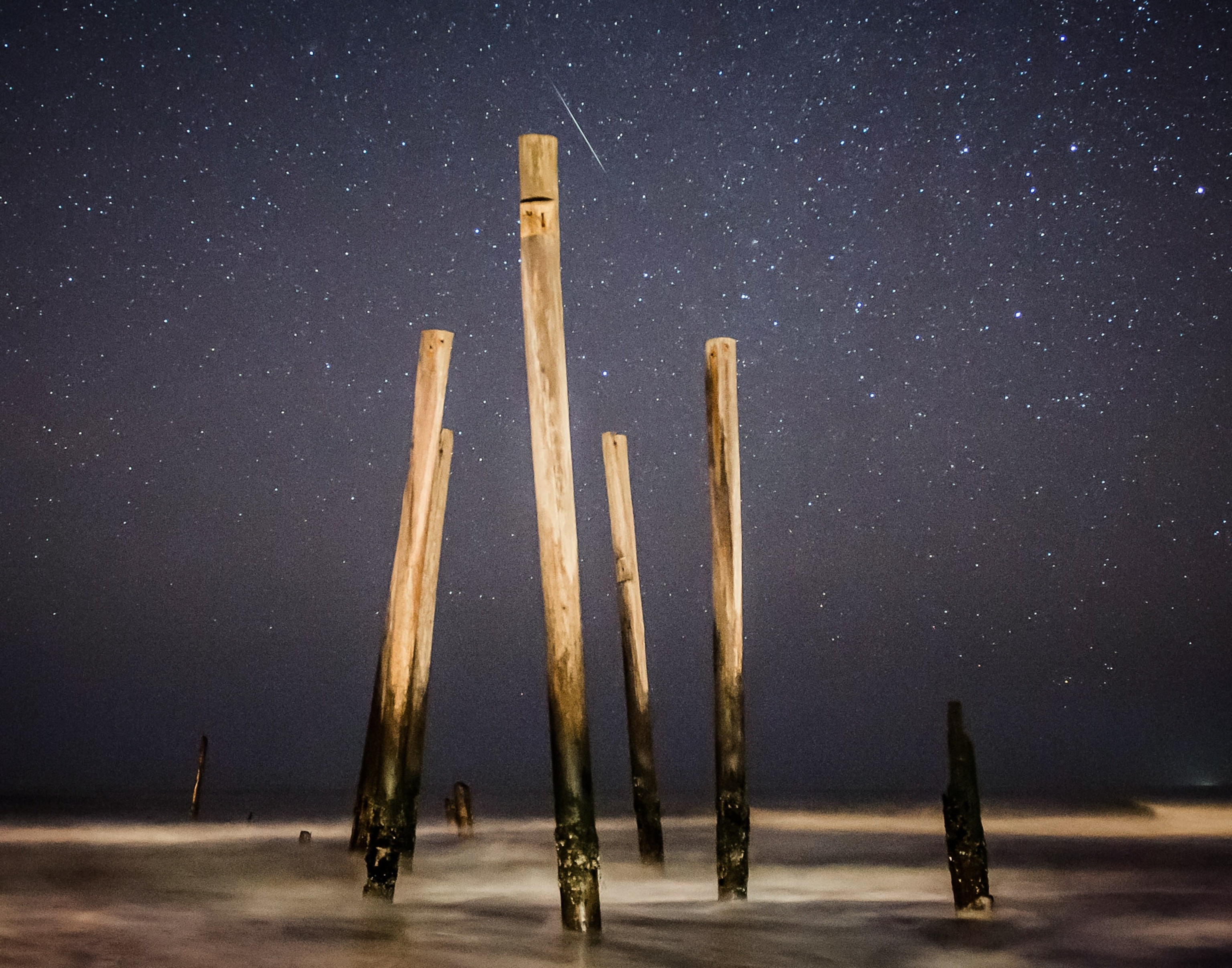 Picture of Geminid meteor shower over Ocean City, New Jersey
