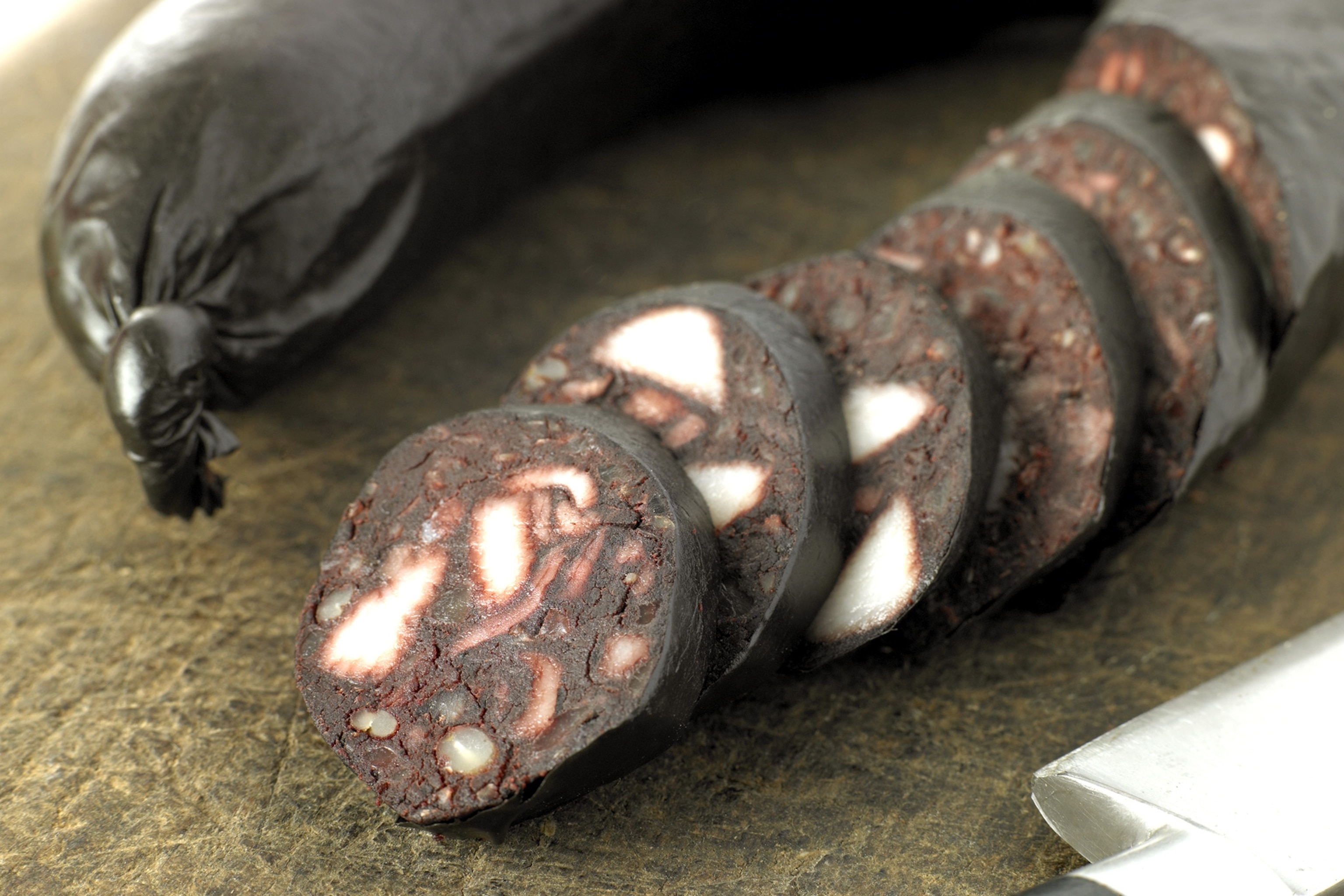 sliced black pudding