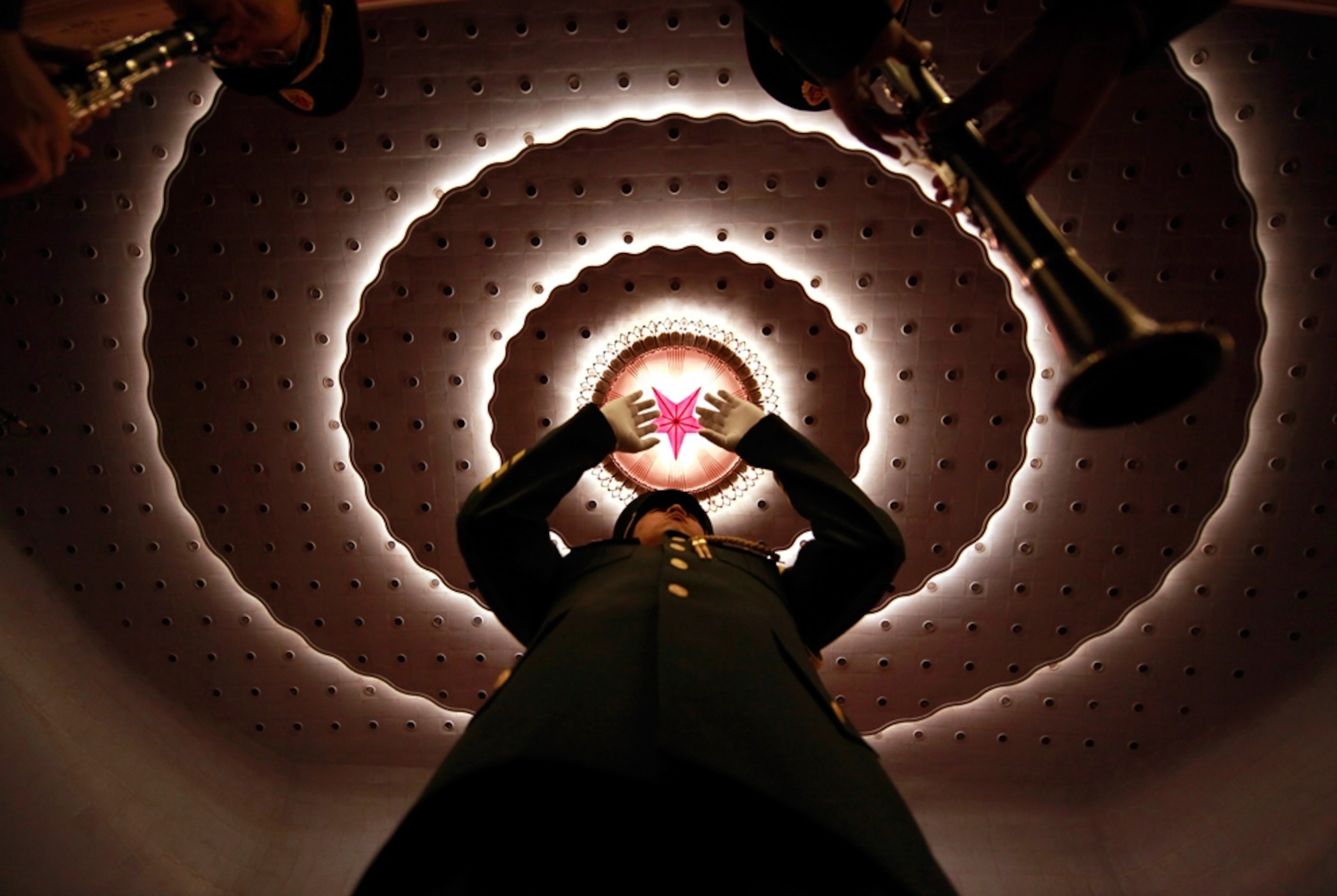 Military band picture: A Chinese band conductor in Beijing