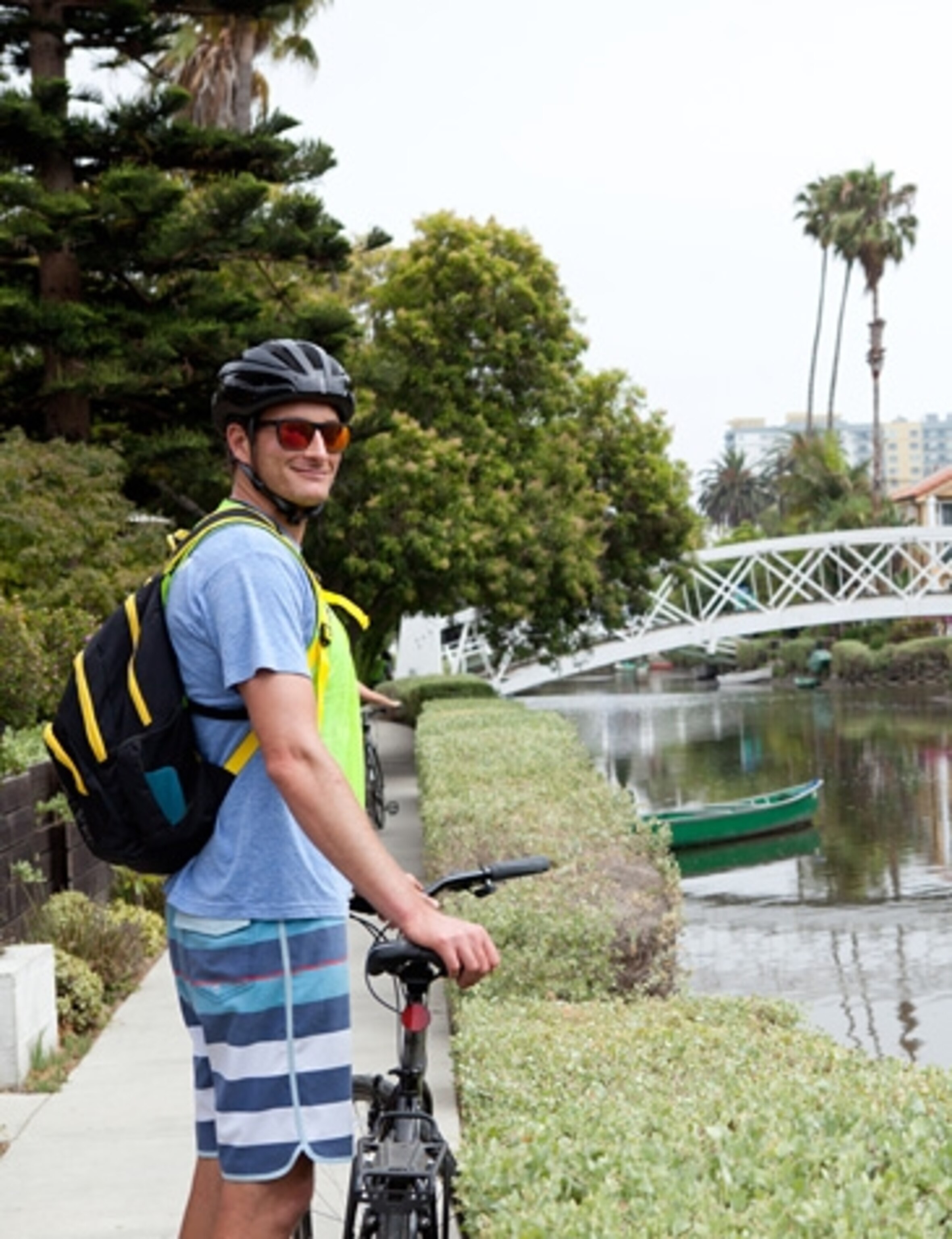 Ben takes in the Venice Canals, which were restored by the city in 1994. (Photograph by Shannon Switzer)