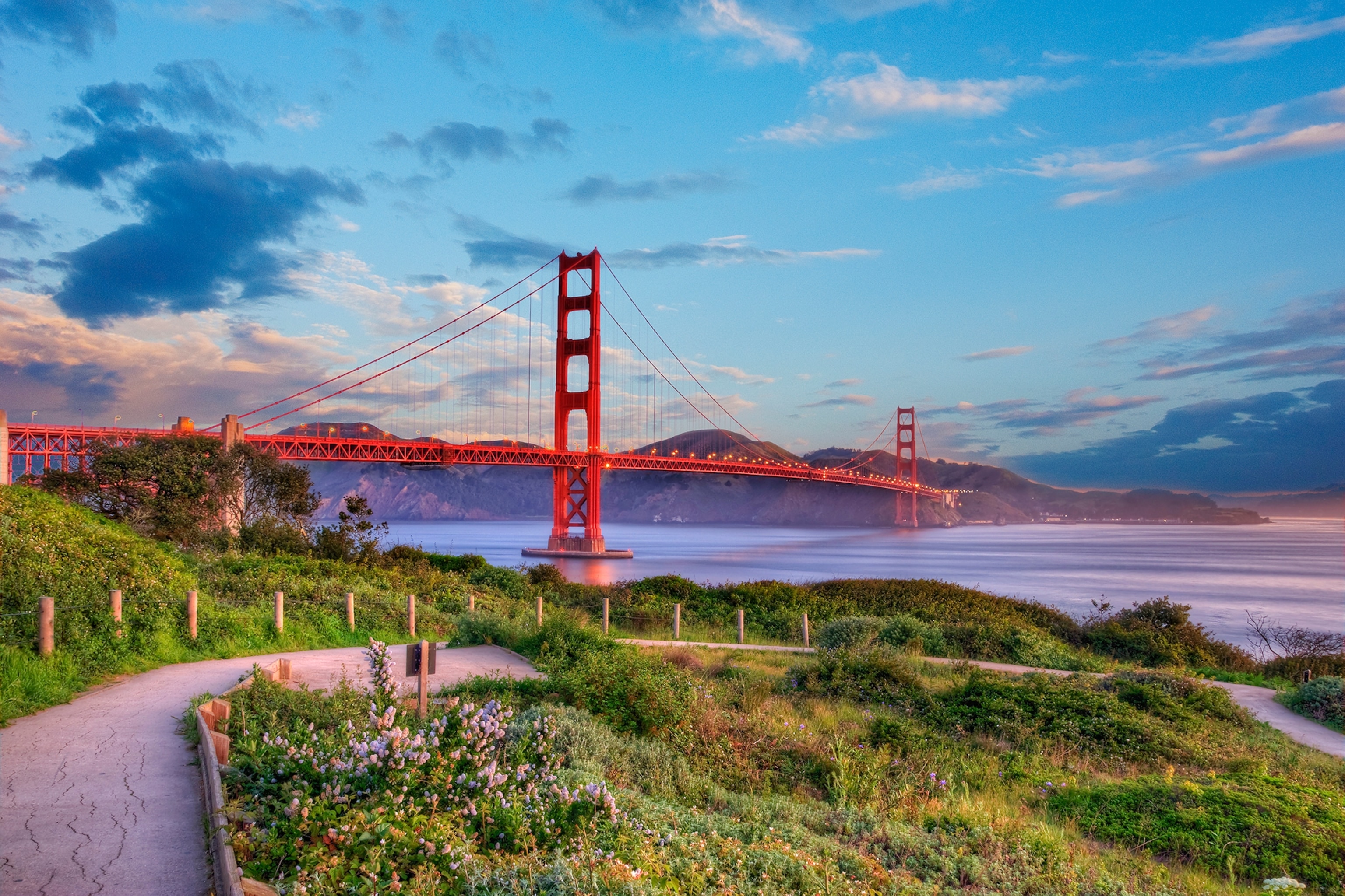 Golden gate bridge captured from Bike Trail by Presidio.