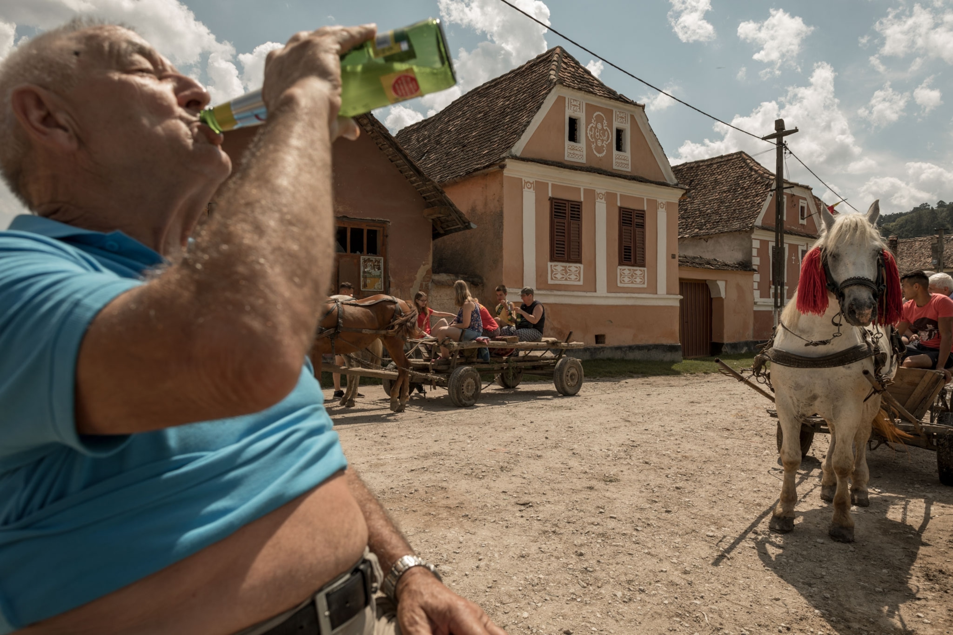 a man drinking beer