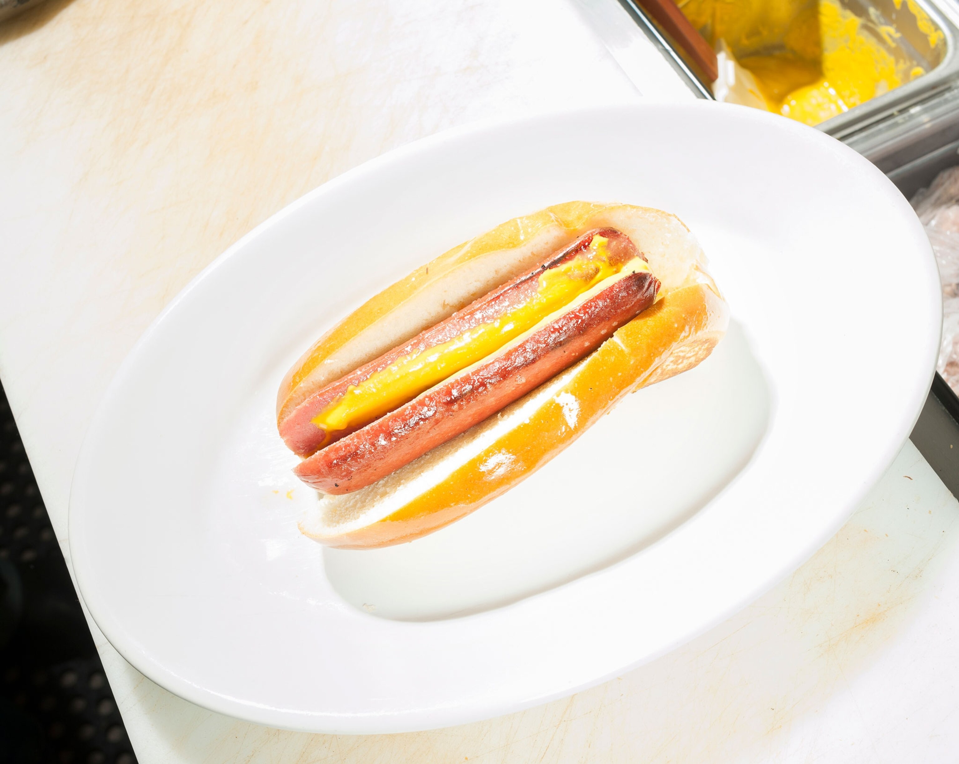 an all-beef hotdog served at a restaurant in Fort Worth, Texas