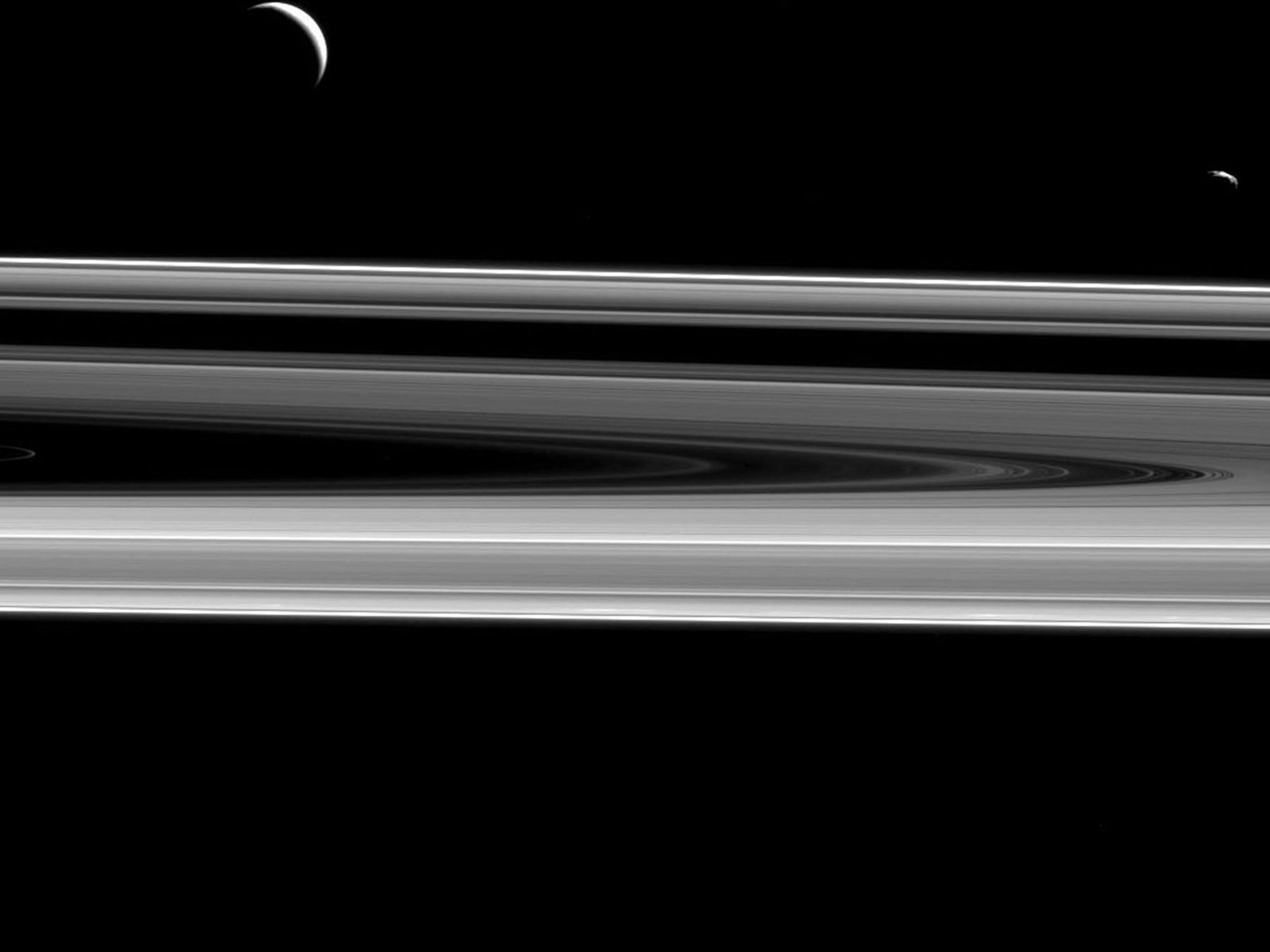 Saturn's rings and moons