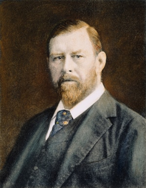 Bram Stoker is pictured in a 1906 colorized photogavure.
