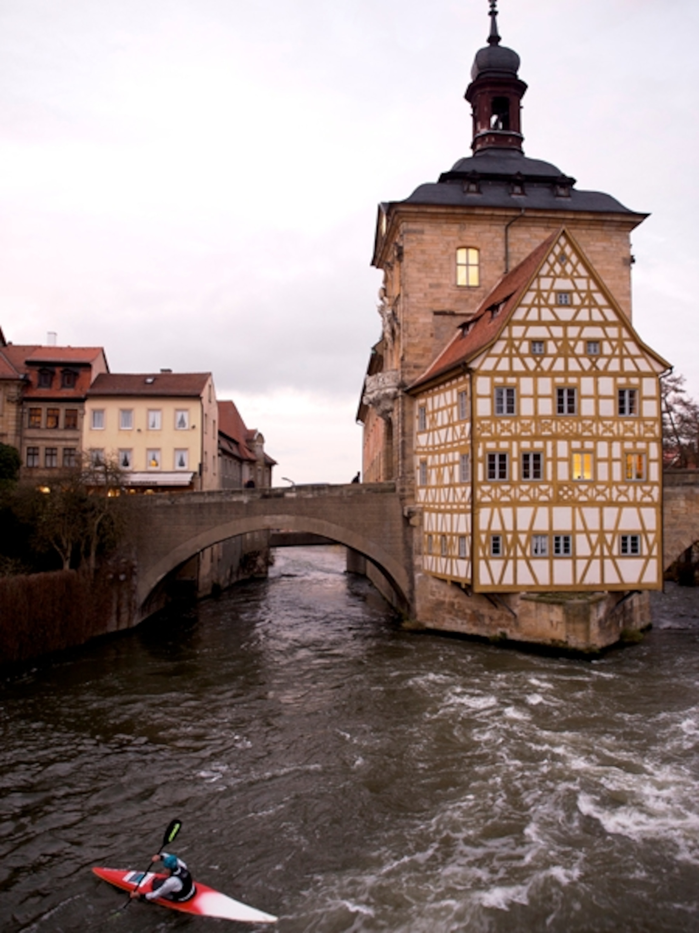 bamberg old town hall over regnitz river