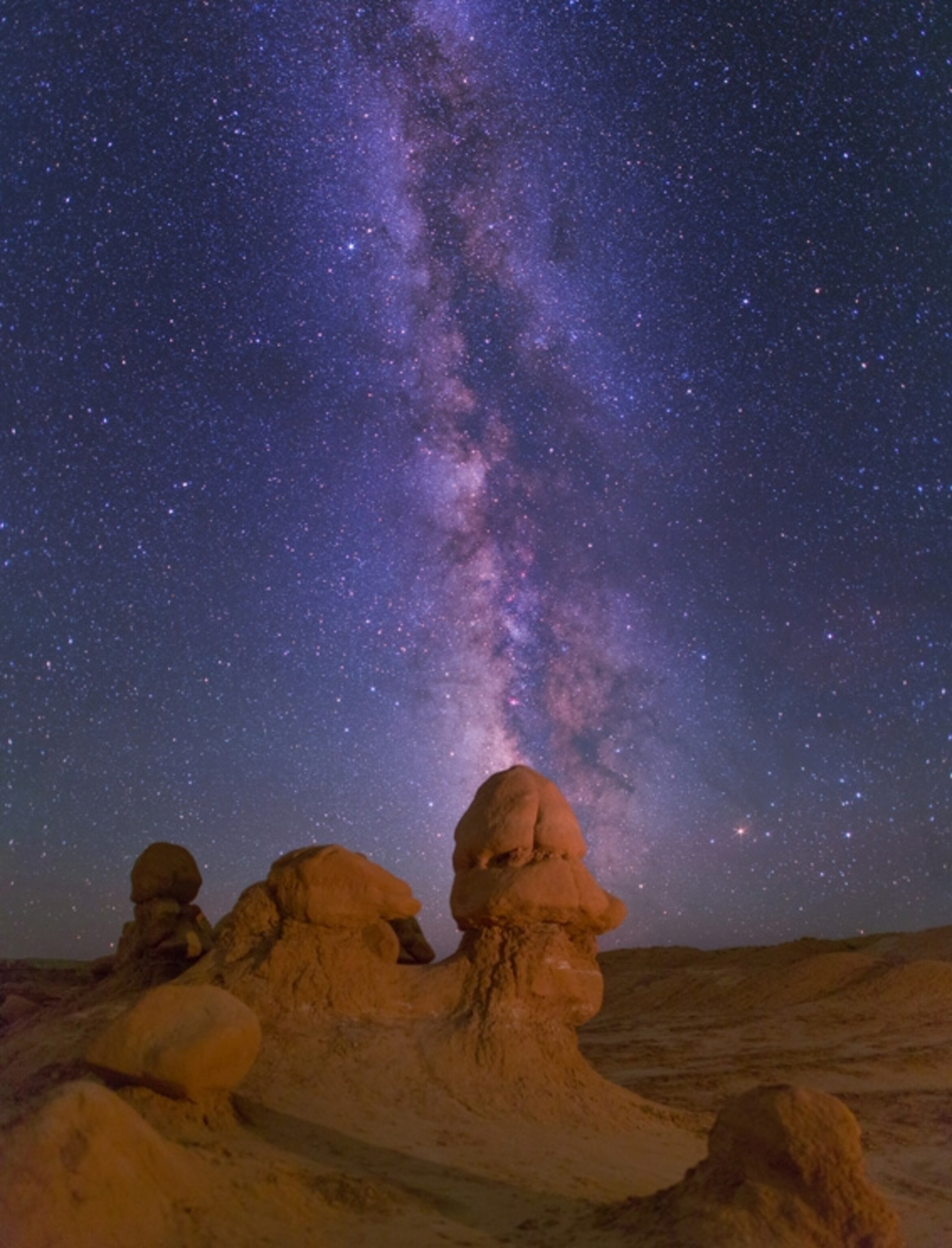 the Milky Way band above Goblin Valley State Park, Utah