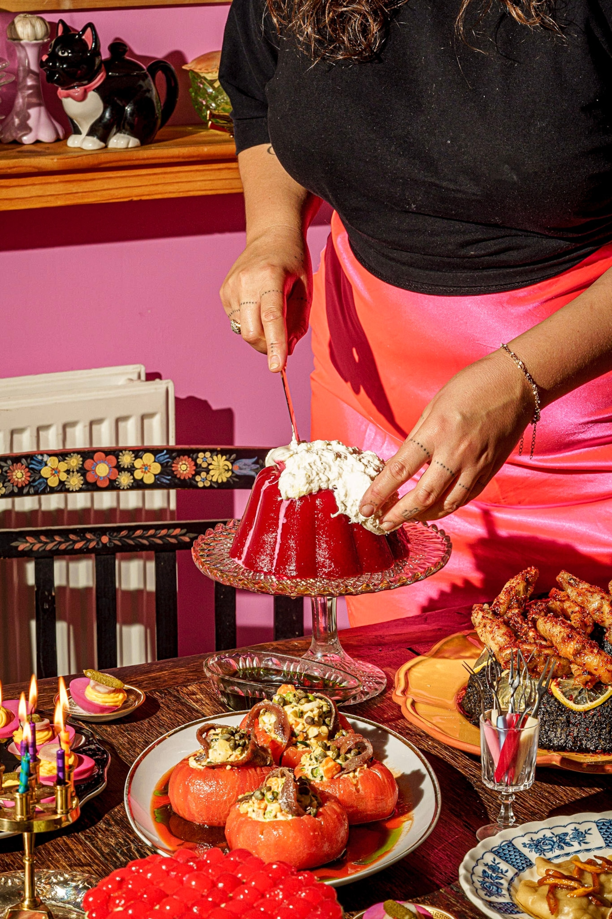 Paris Rosina plating a jello centrepiece