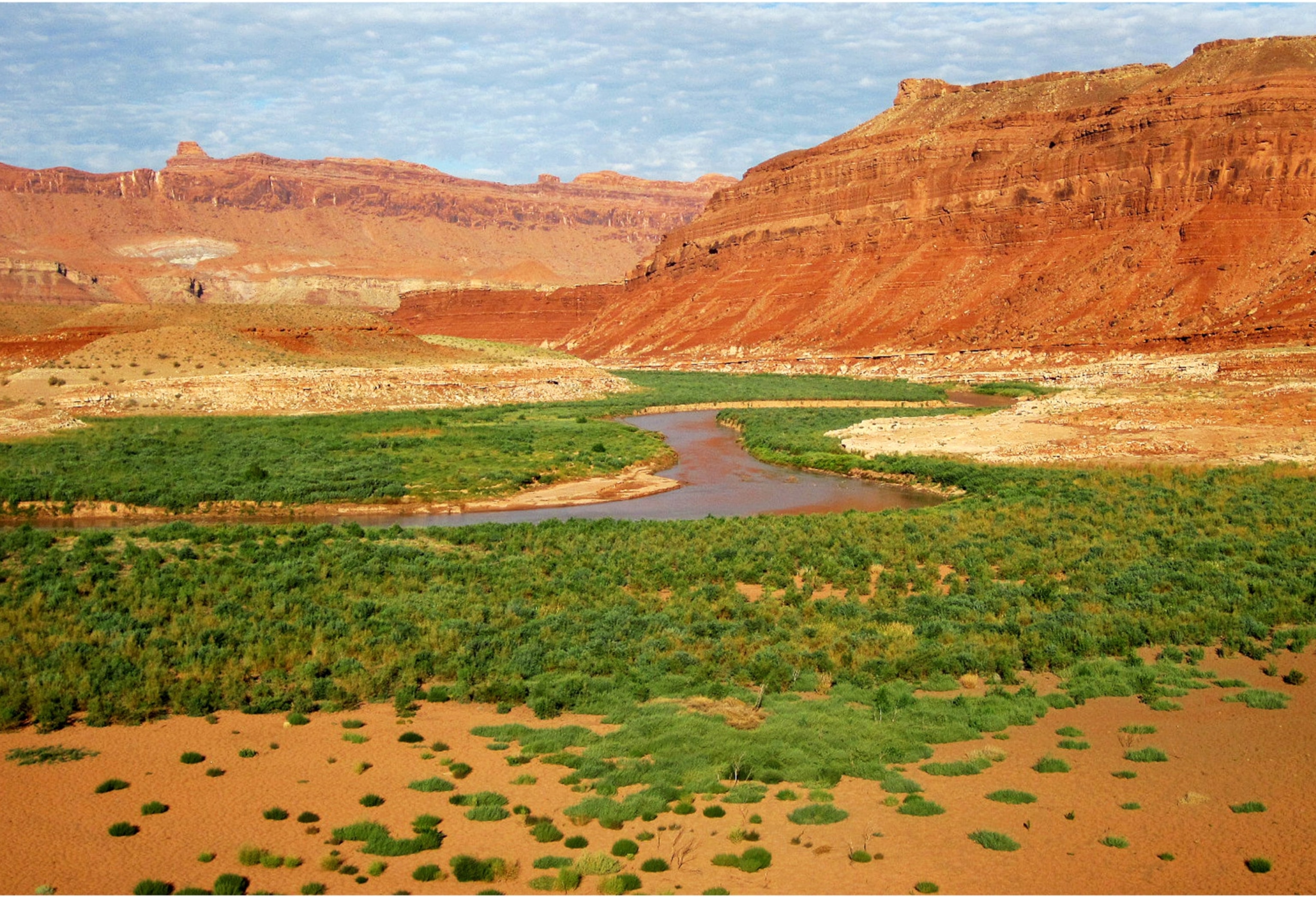 A boat traces the curves of Reflection Canyon, part of Glen Canyon.