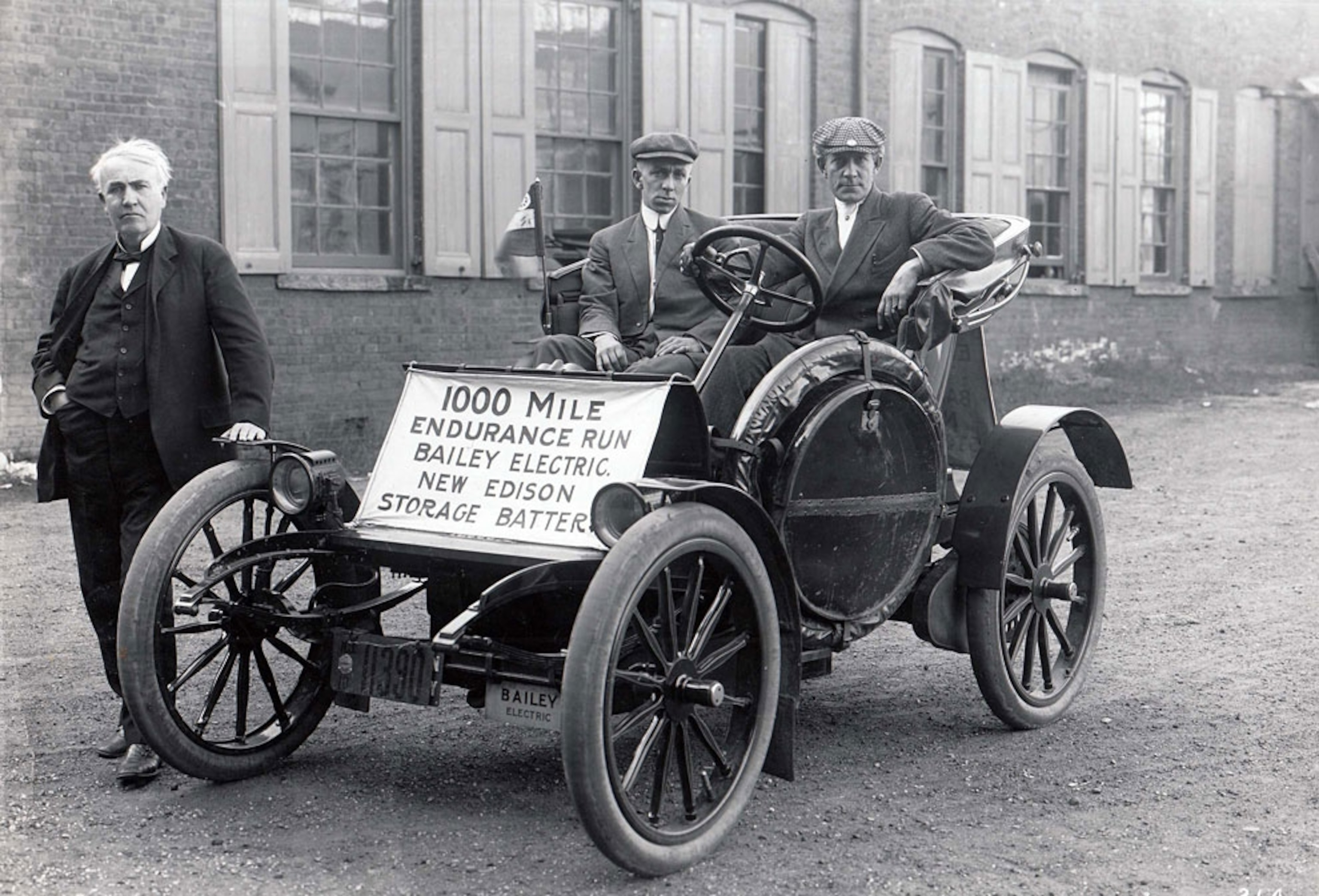 Thomas Edison and an electric car in 1910