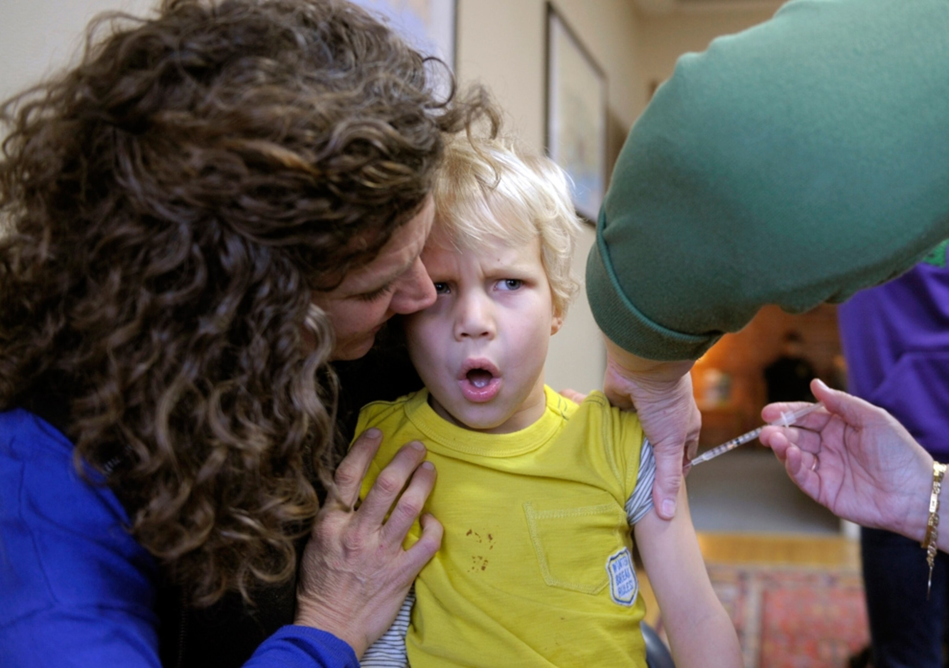 a boy getting the flu vaccine in Connecticut