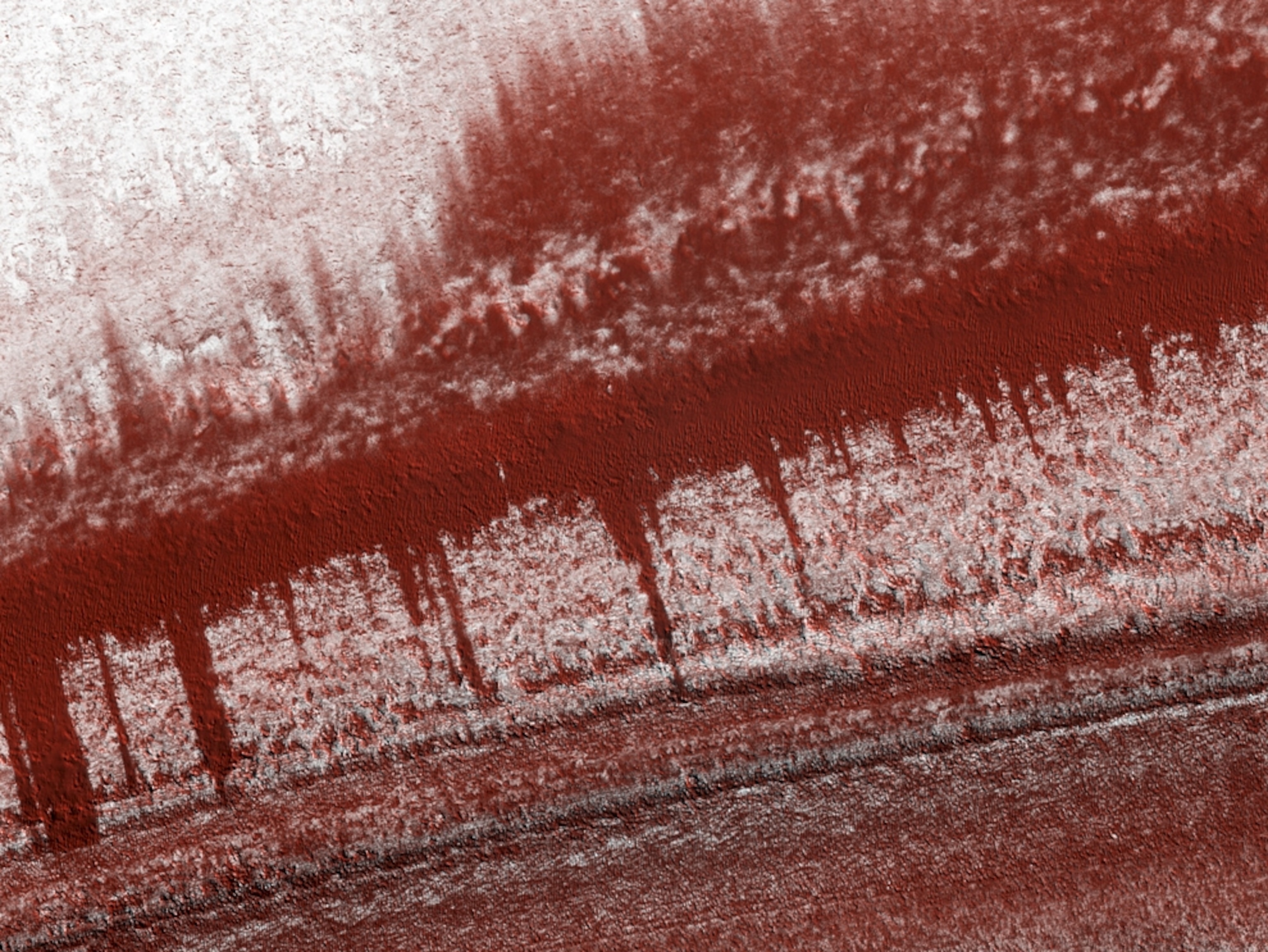 Picture of layered deposits near Mars's north pole.