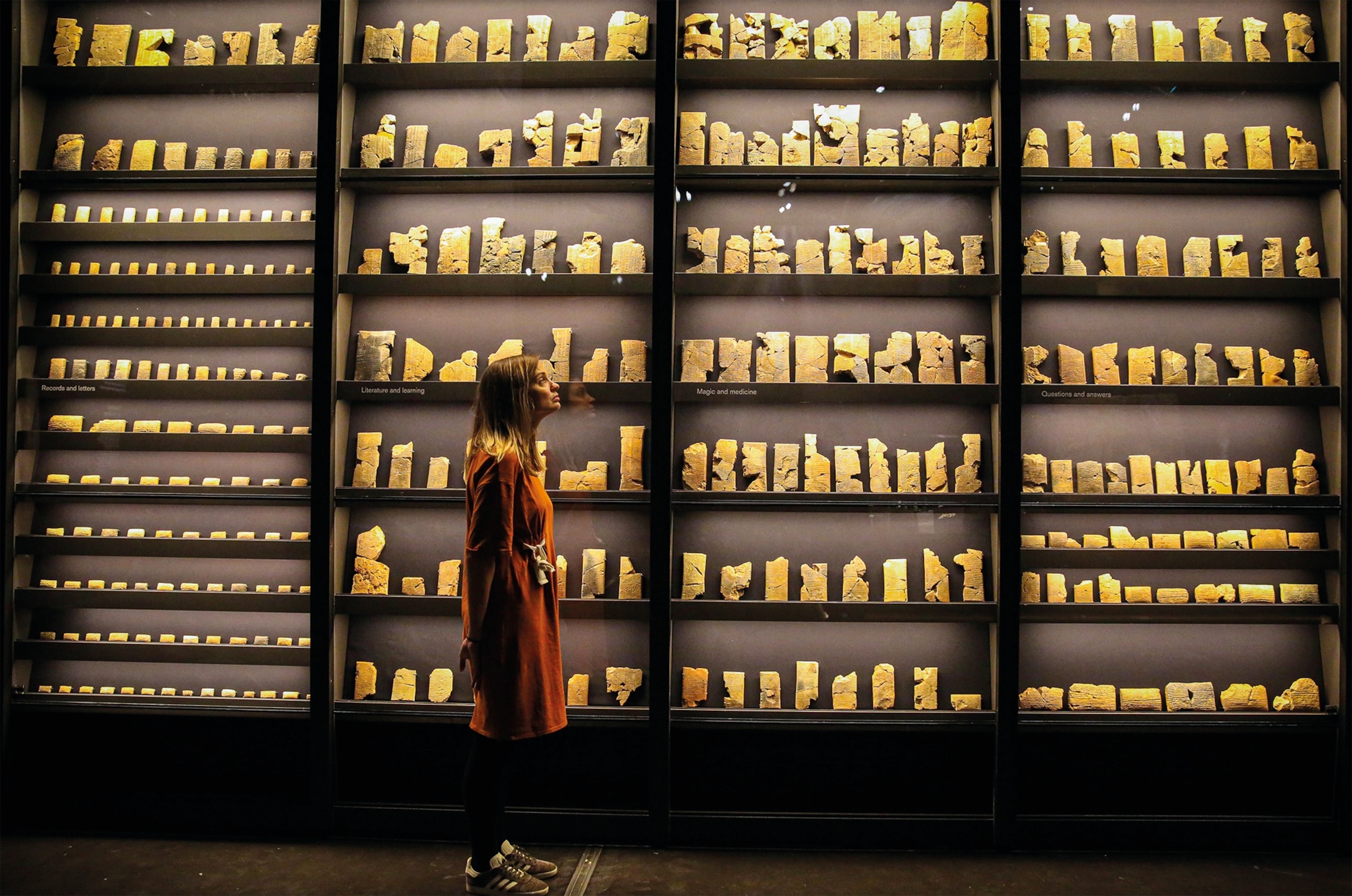 Tablet fragments from the site of Nineveh are pictured in the British Museum.