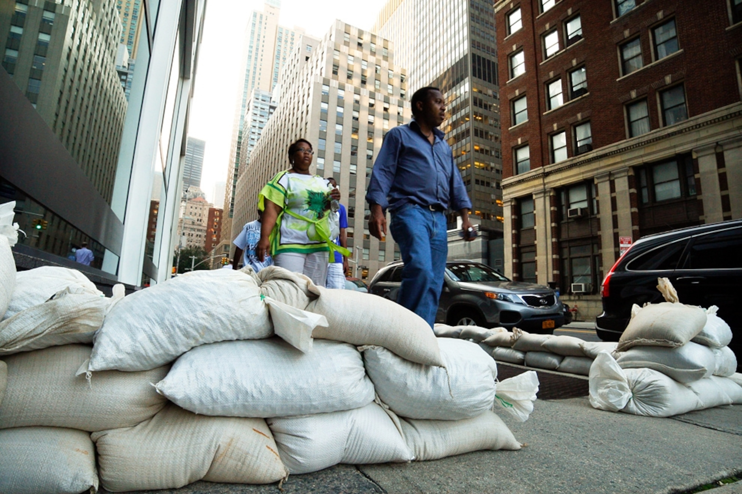 Sandbags in Manhattan, New York.