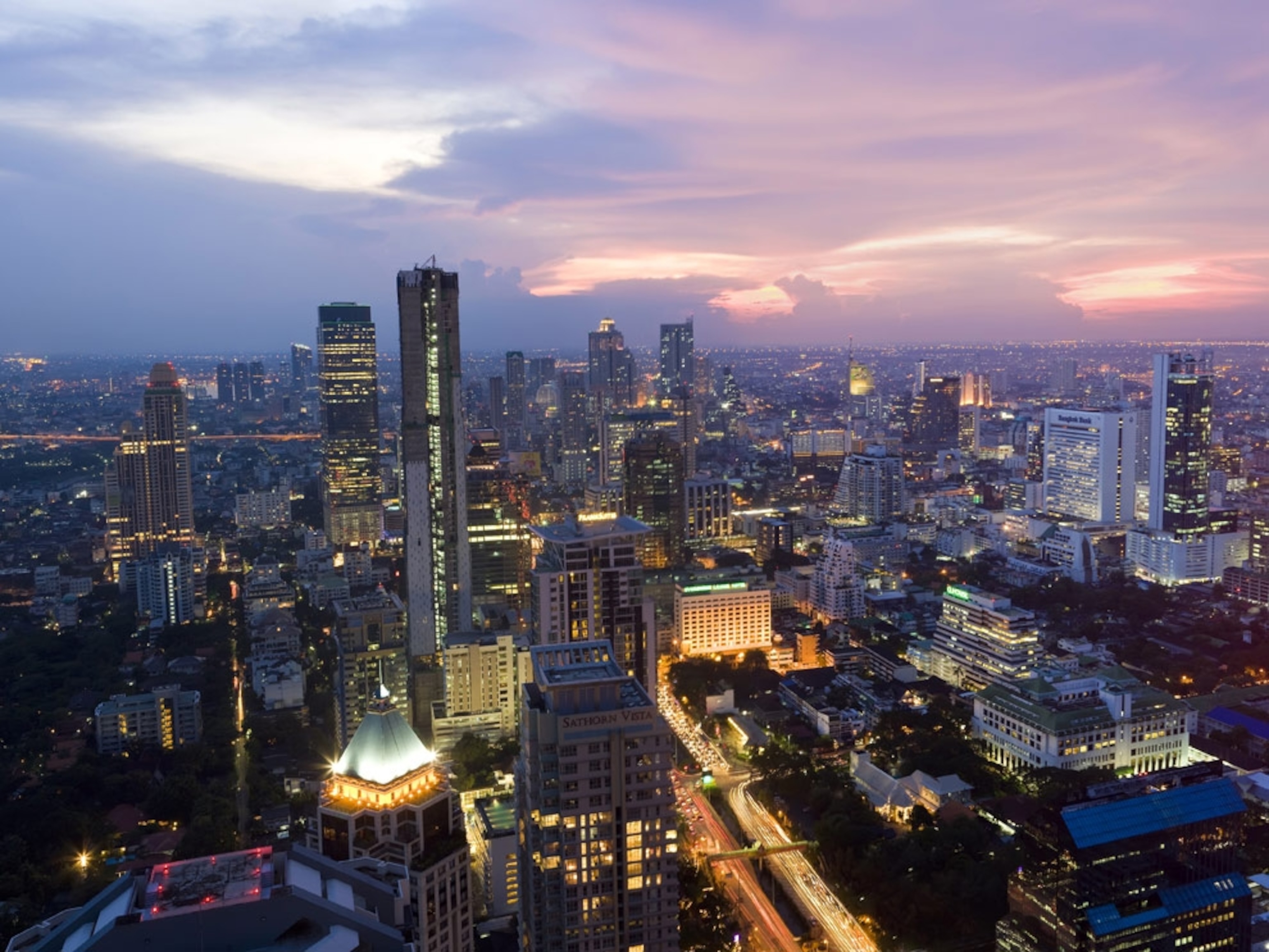 Bangkok skyline at twilight