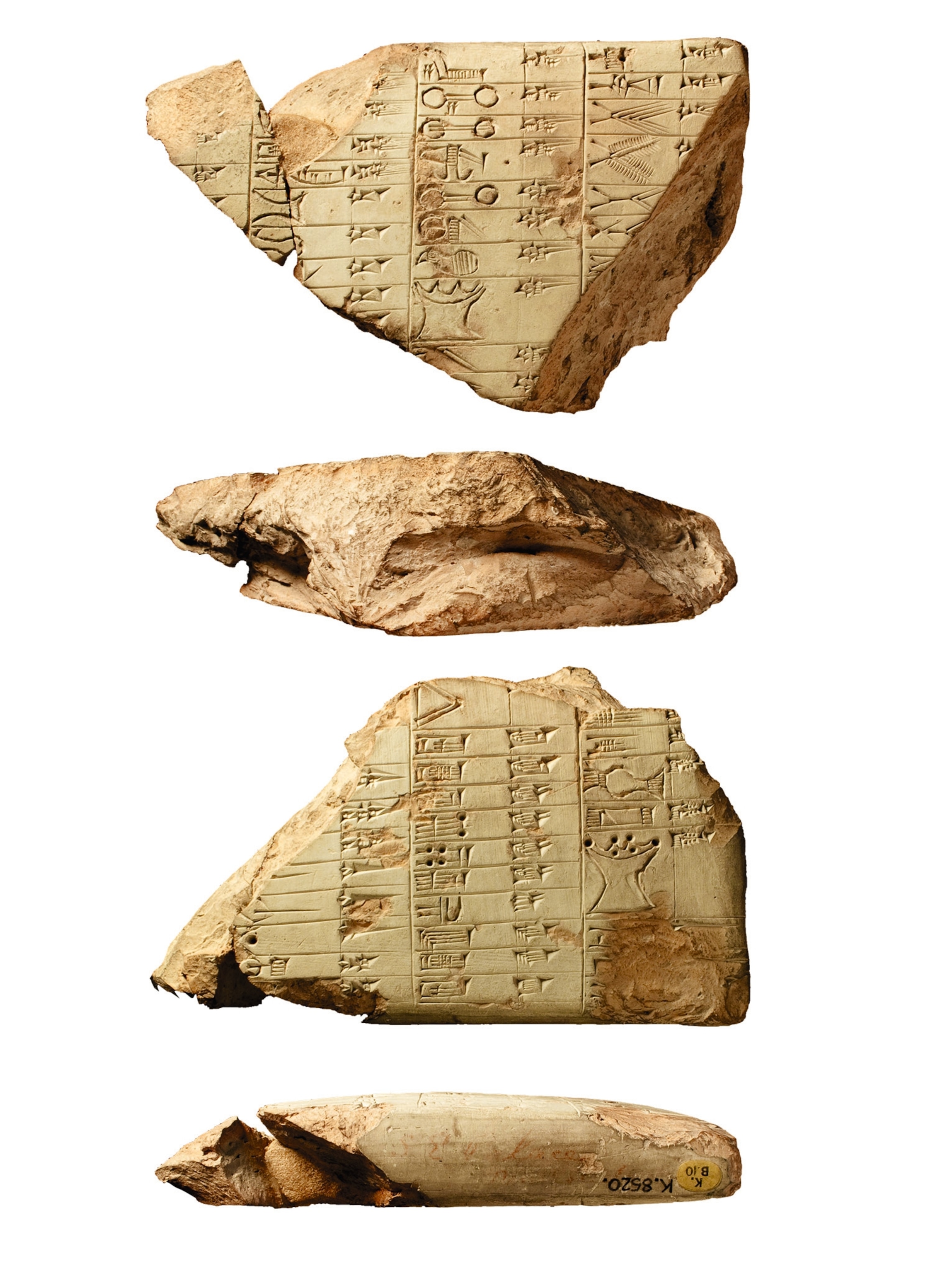 A list of cuneiform signs found in the Temple of Nabu is pictured.