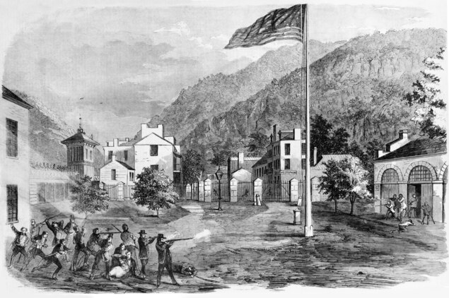 Abolitionist John Brown hoped to inspire a slave revolt when he attacked Harpers Ferry (then in Virginia) in October 1859.