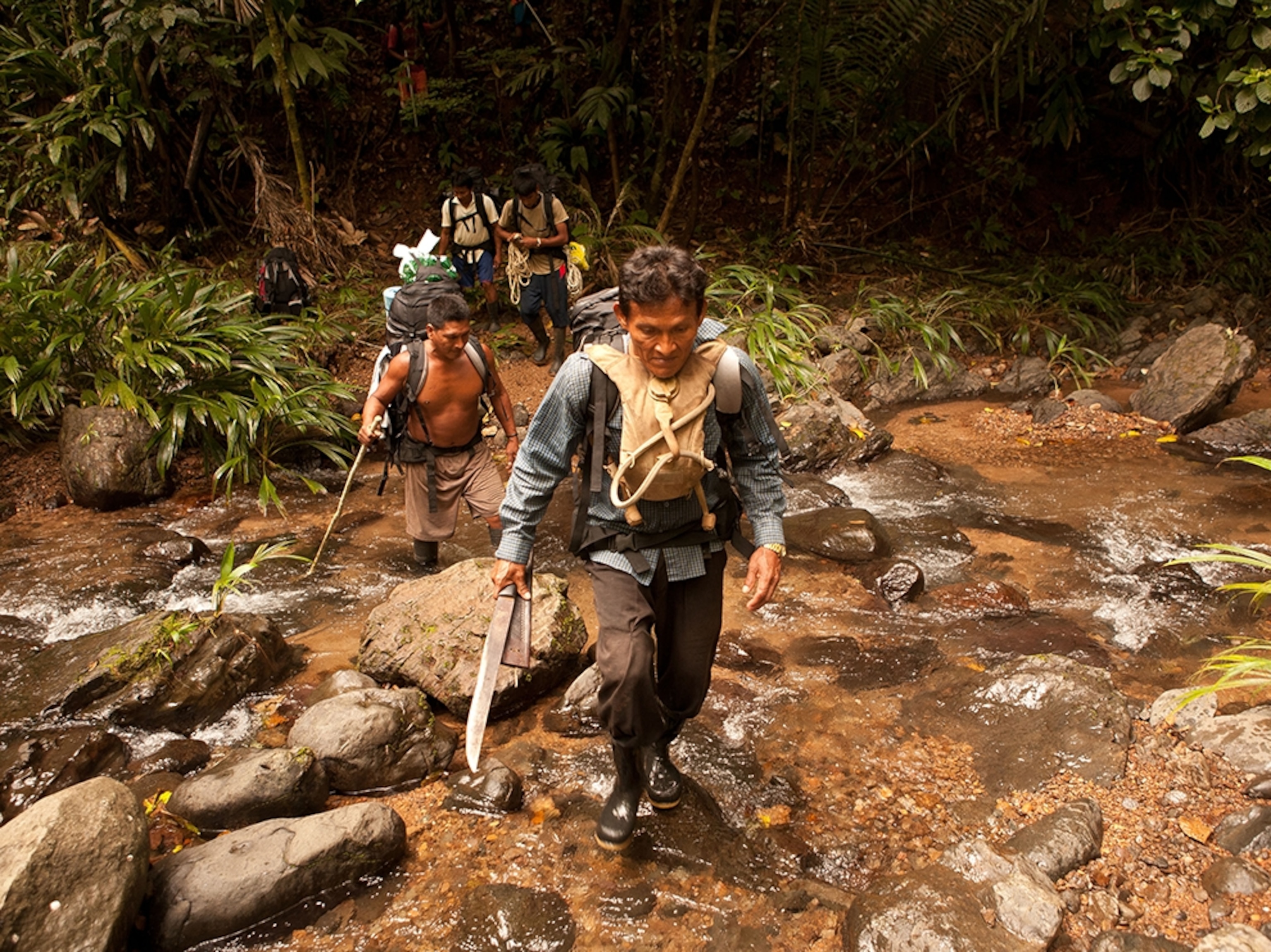 Embera indians along the old Camino Real trail, Portobelo National Park, Colon province, Republic of Panama