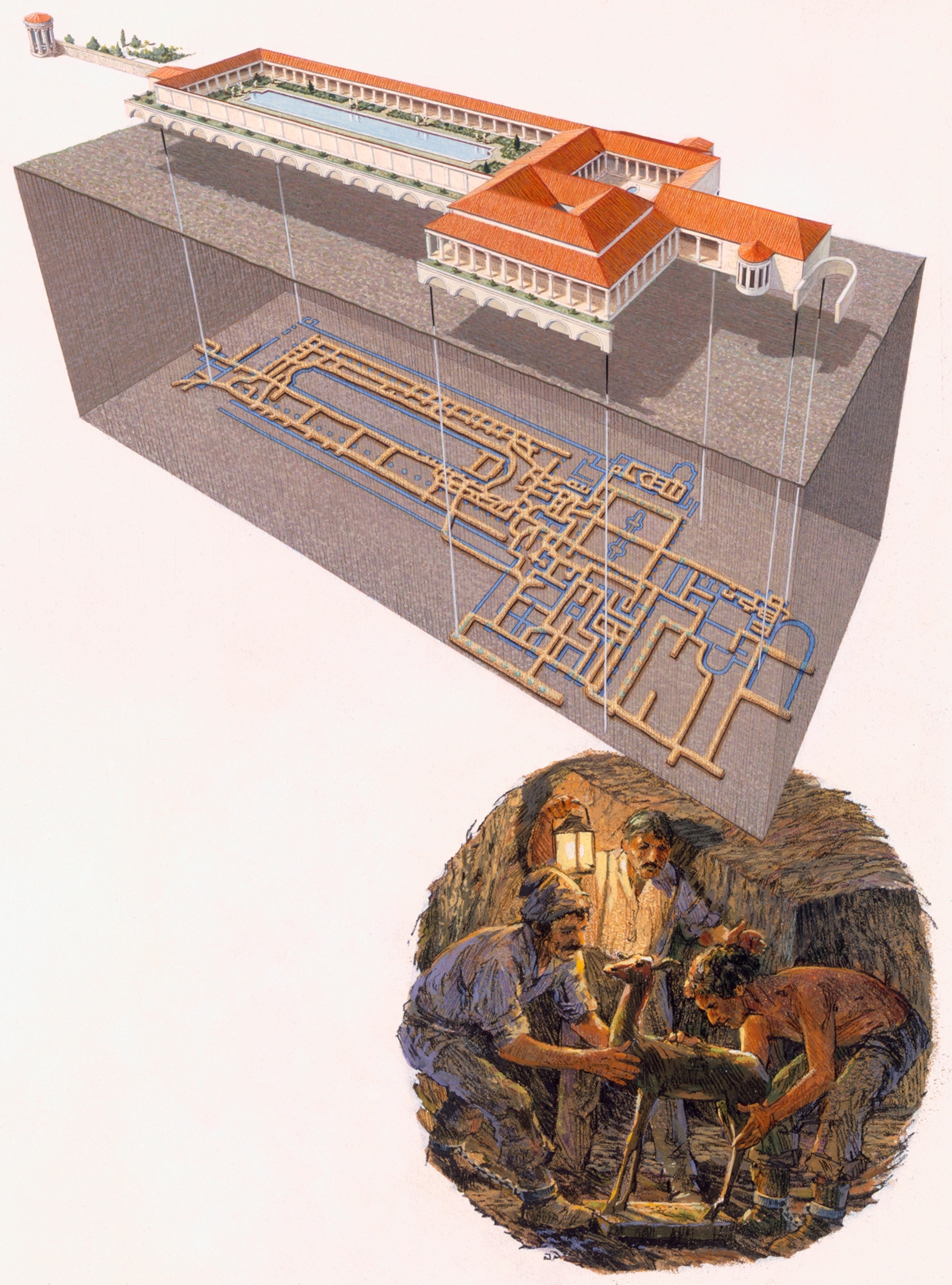 Diagram of an ancient Roman villa near Herculaneum.