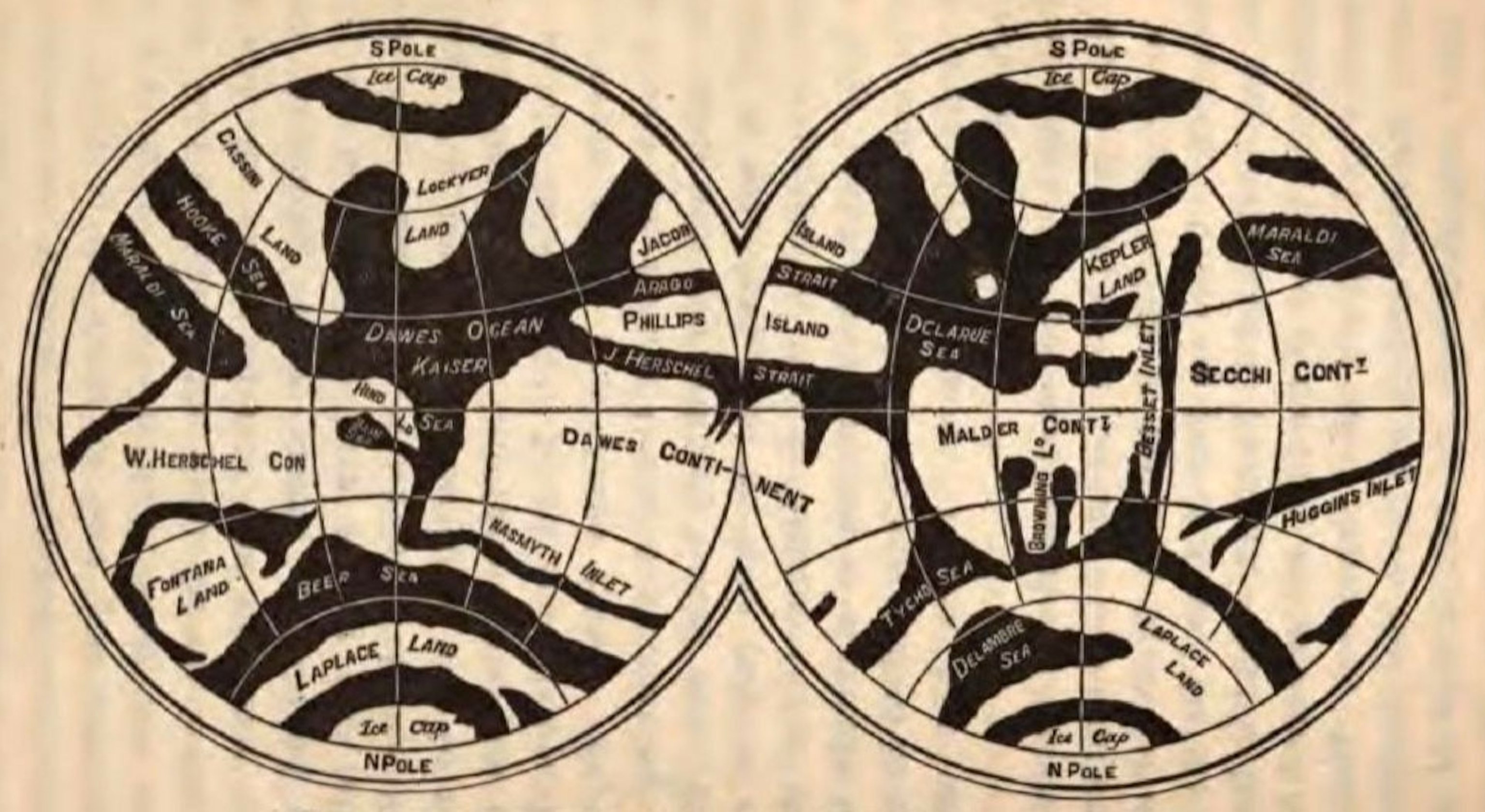 a map of Mars based on 1867 drawings