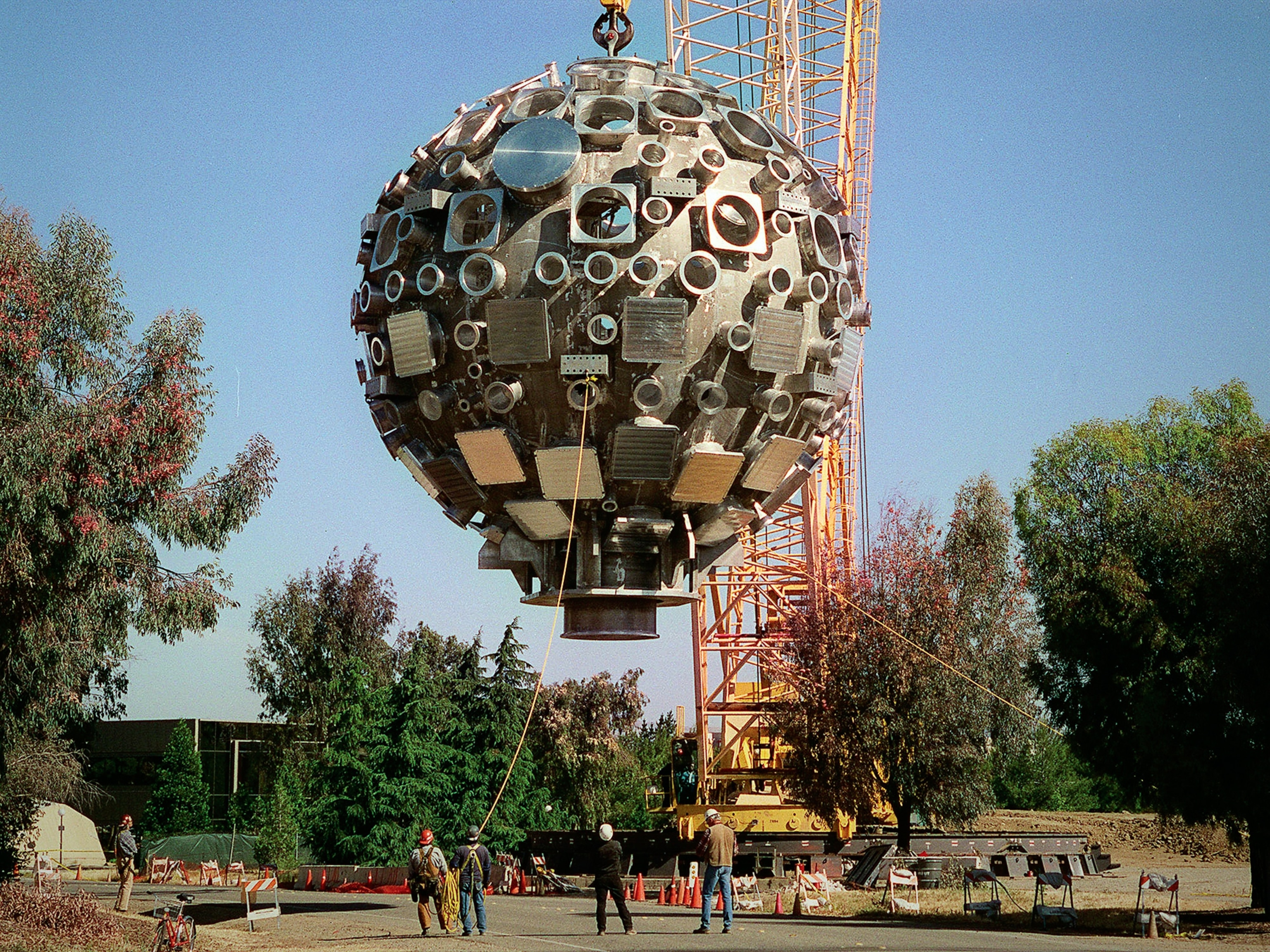 Laser target chamber picture - construction of the National Ignition Facility