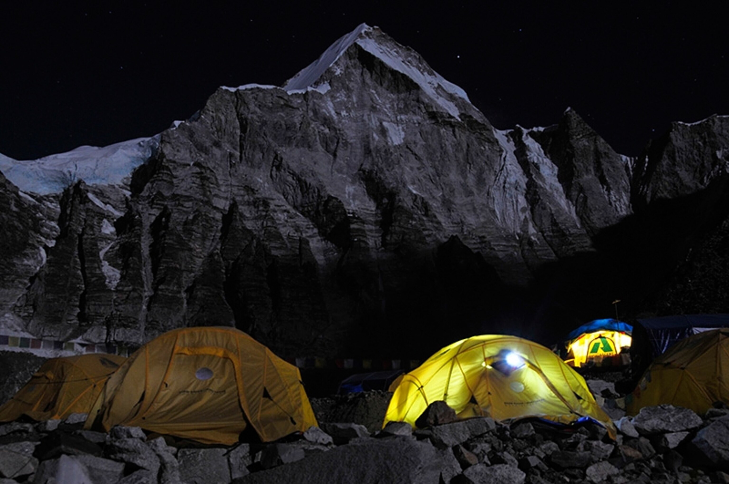 Tents at night on Basecamp on Everest
