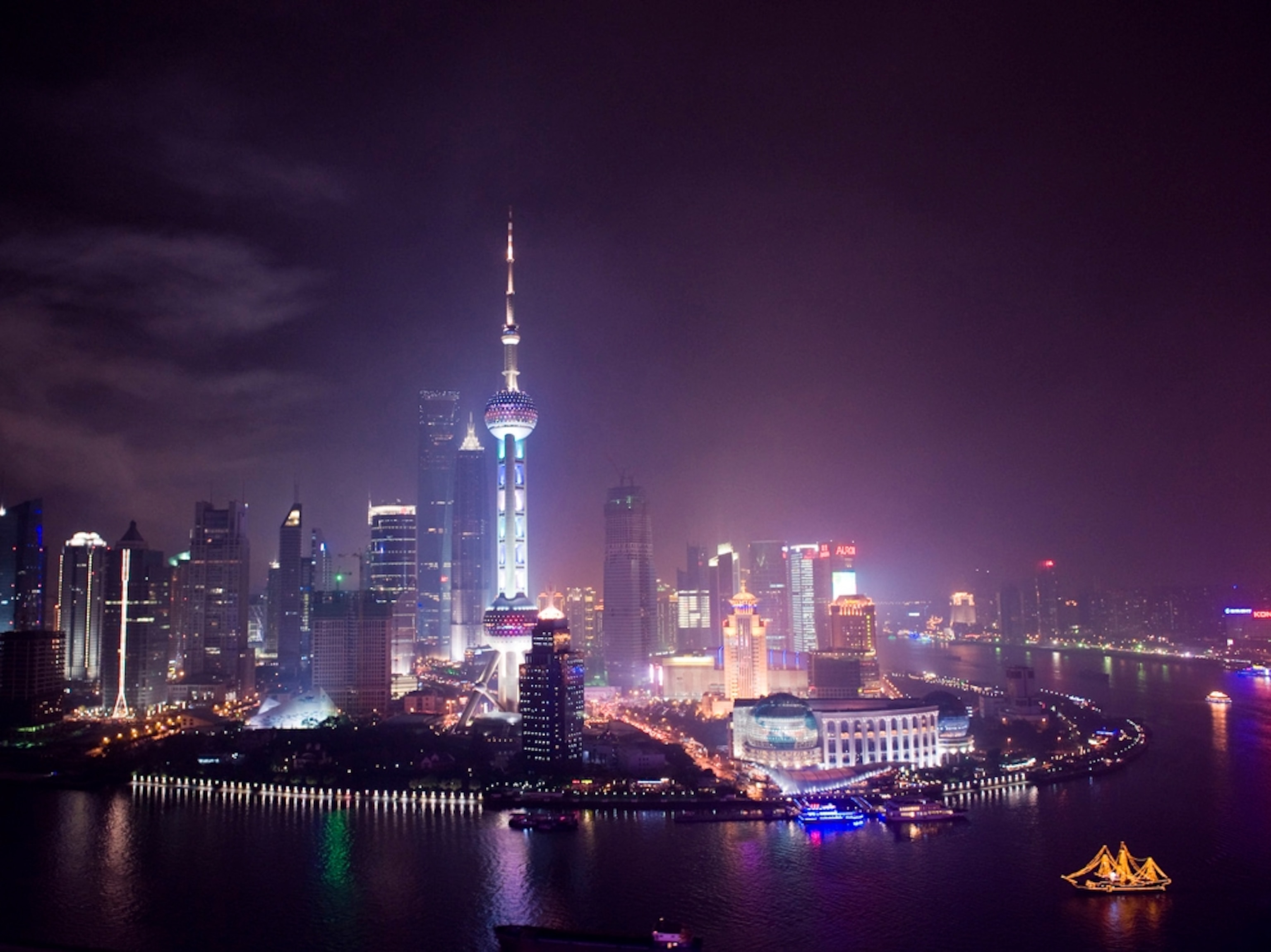 Shanghai skyline from Huangpu River, night