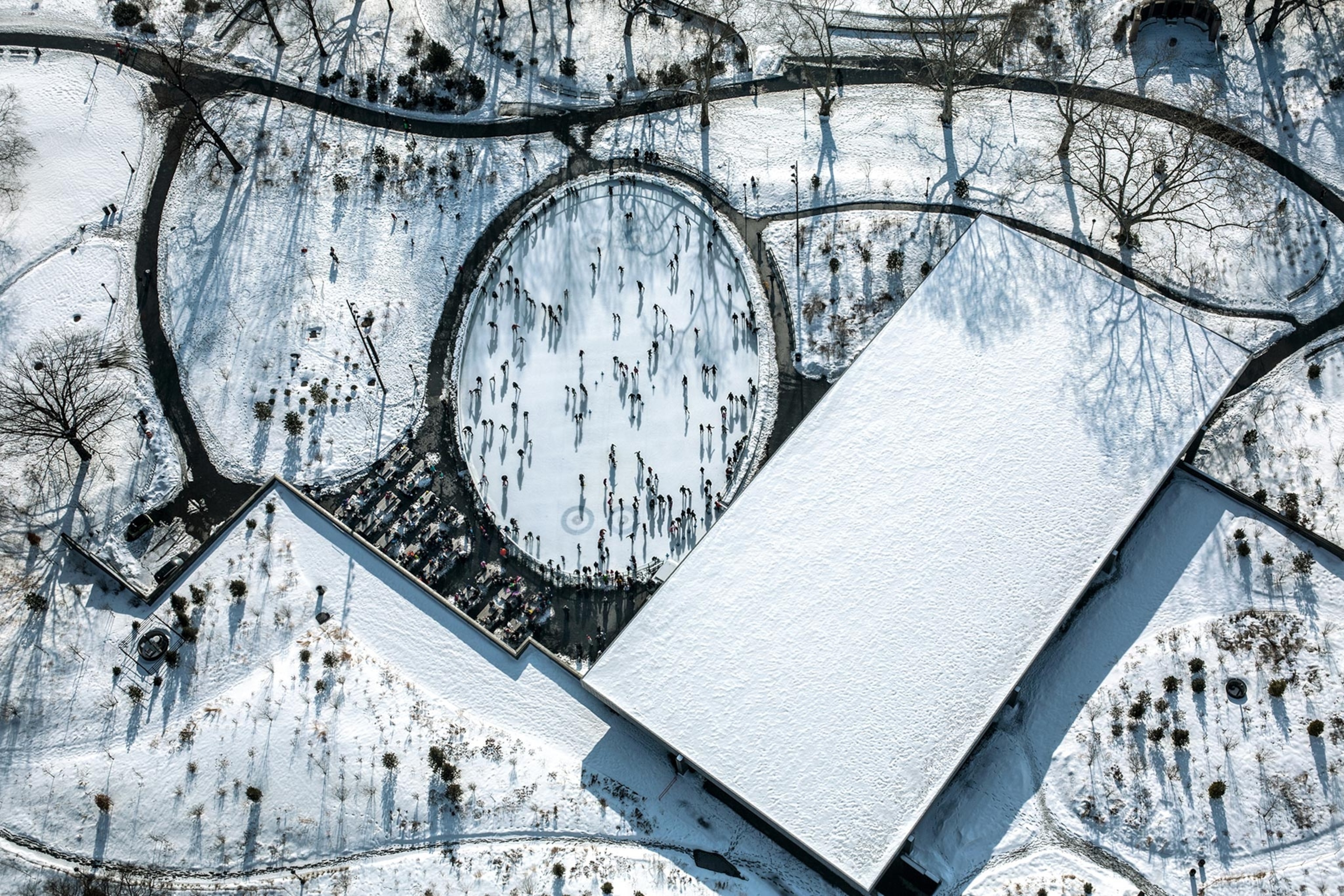 Prospect Park in Brooklyn, New York covered by snow