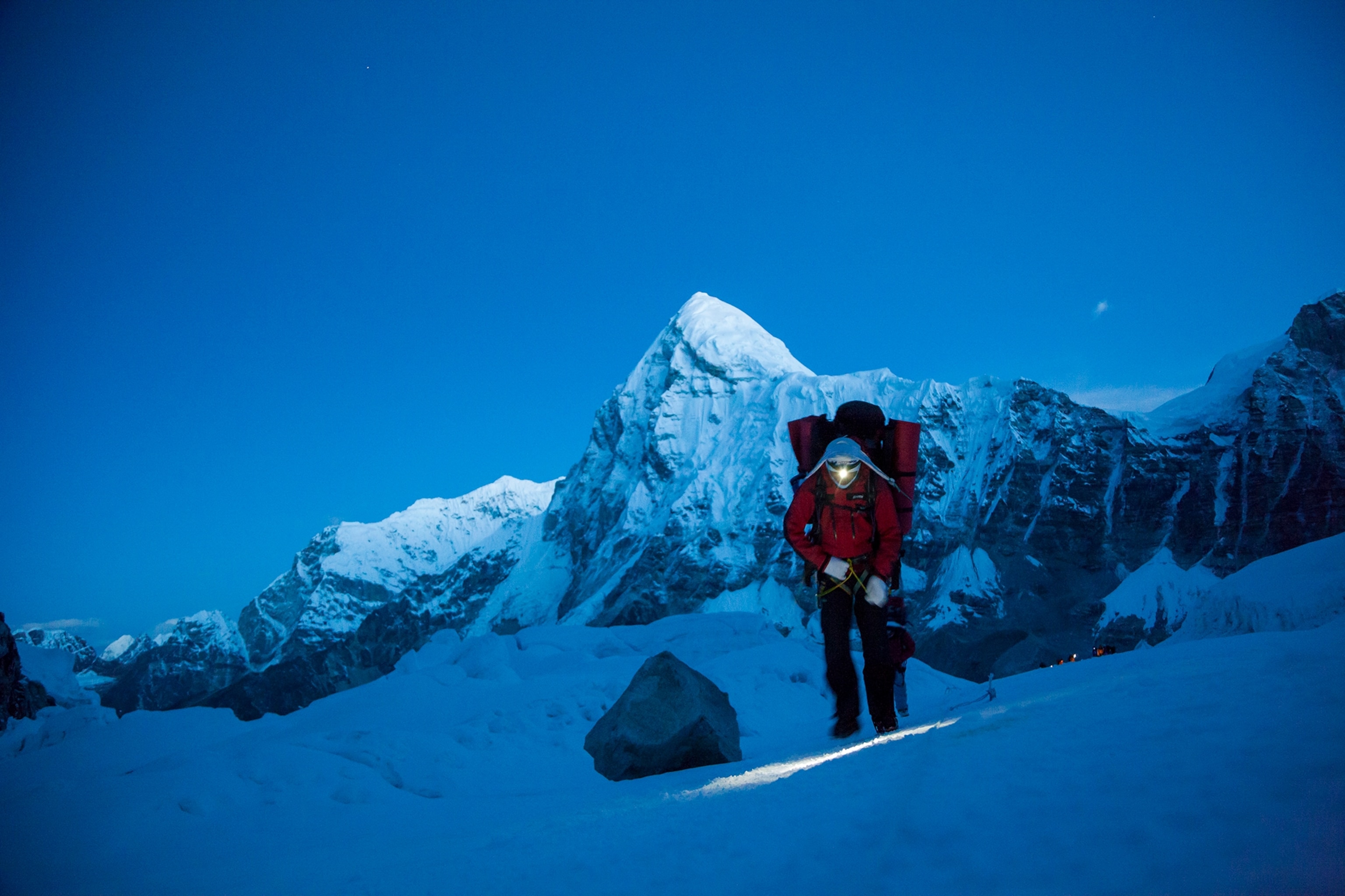 Mount Everest at nightfall.