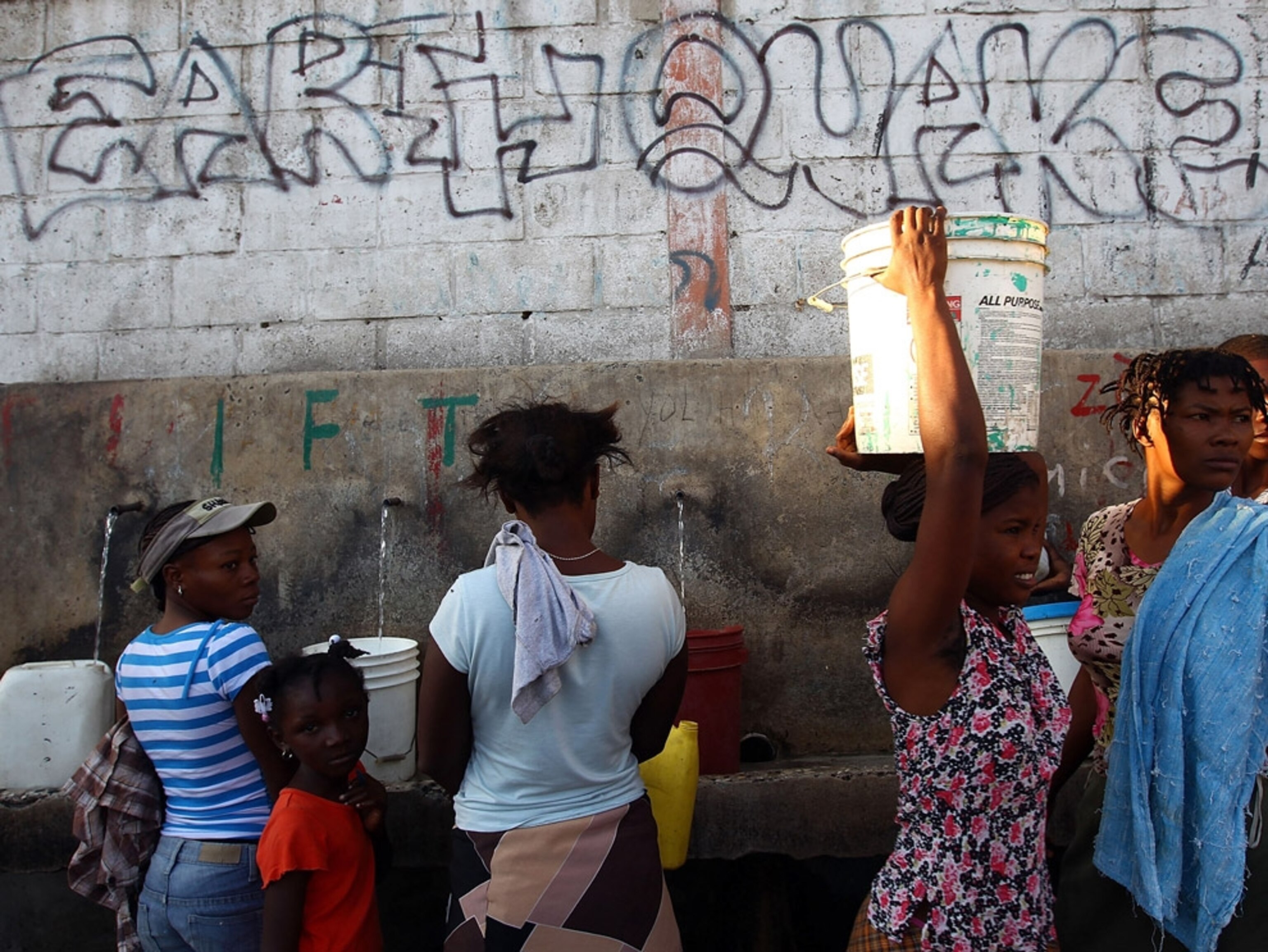 People gathering water